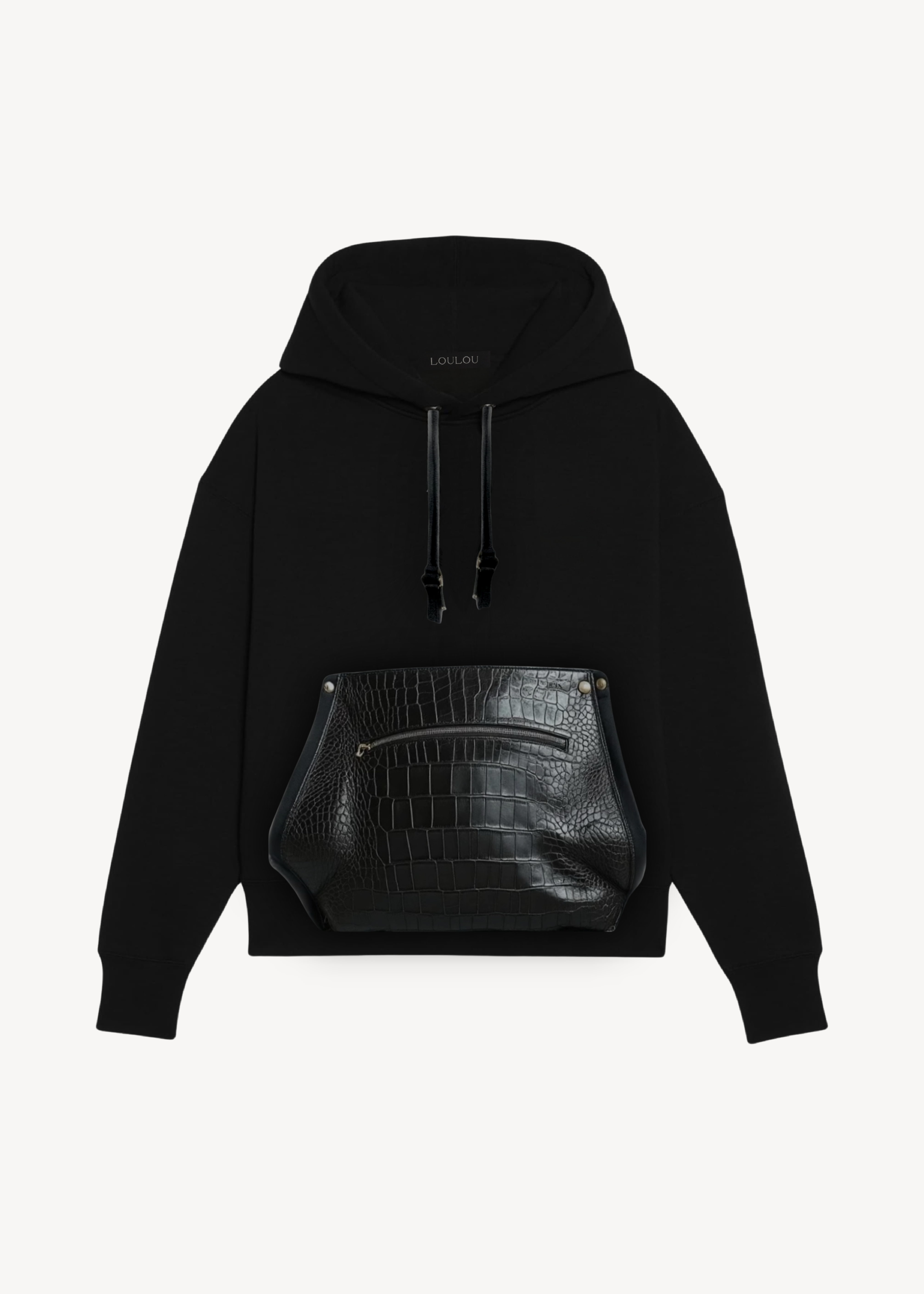 LEATHER POCKET HOODIE