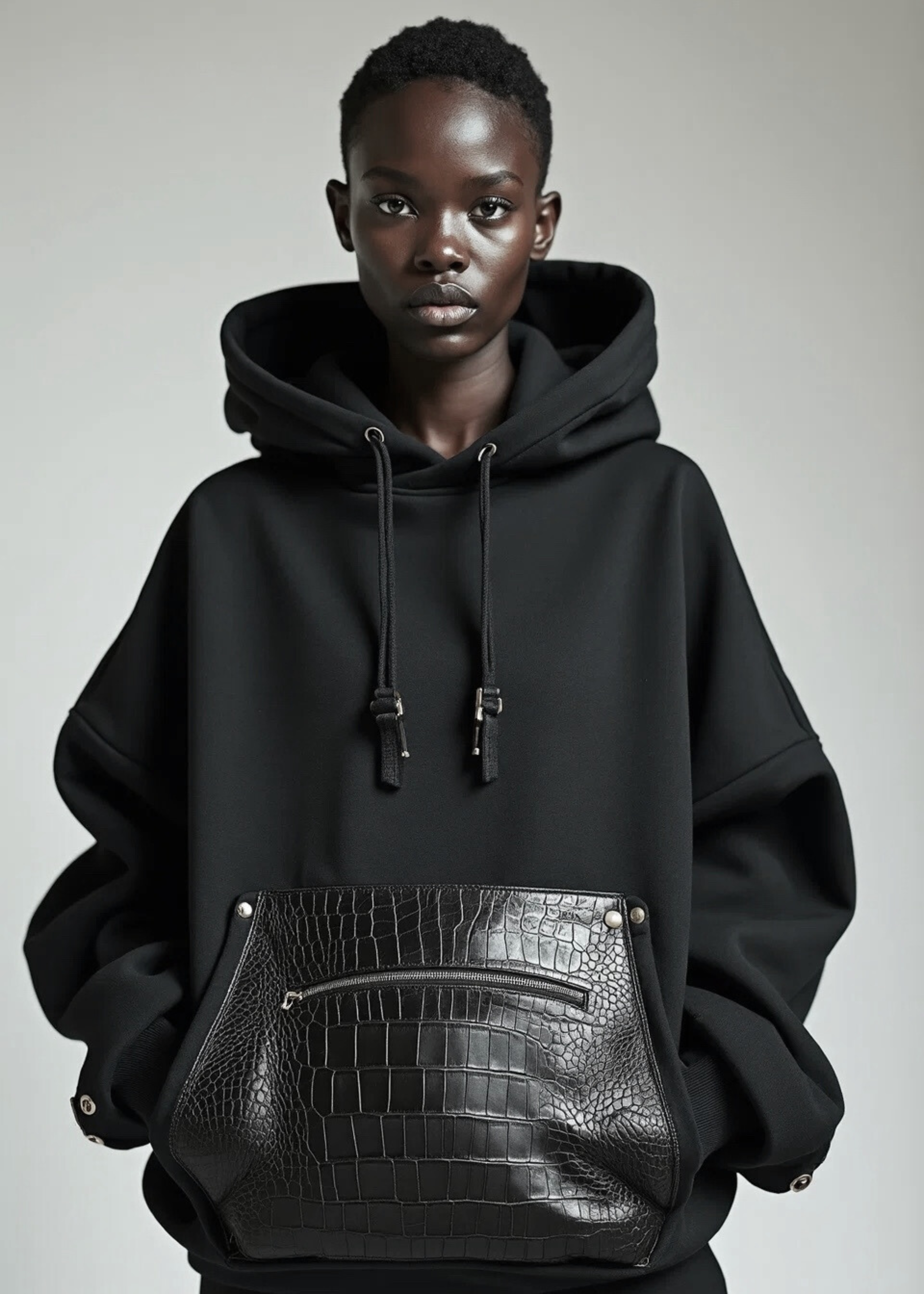 LEATHER POCKET HOODIE