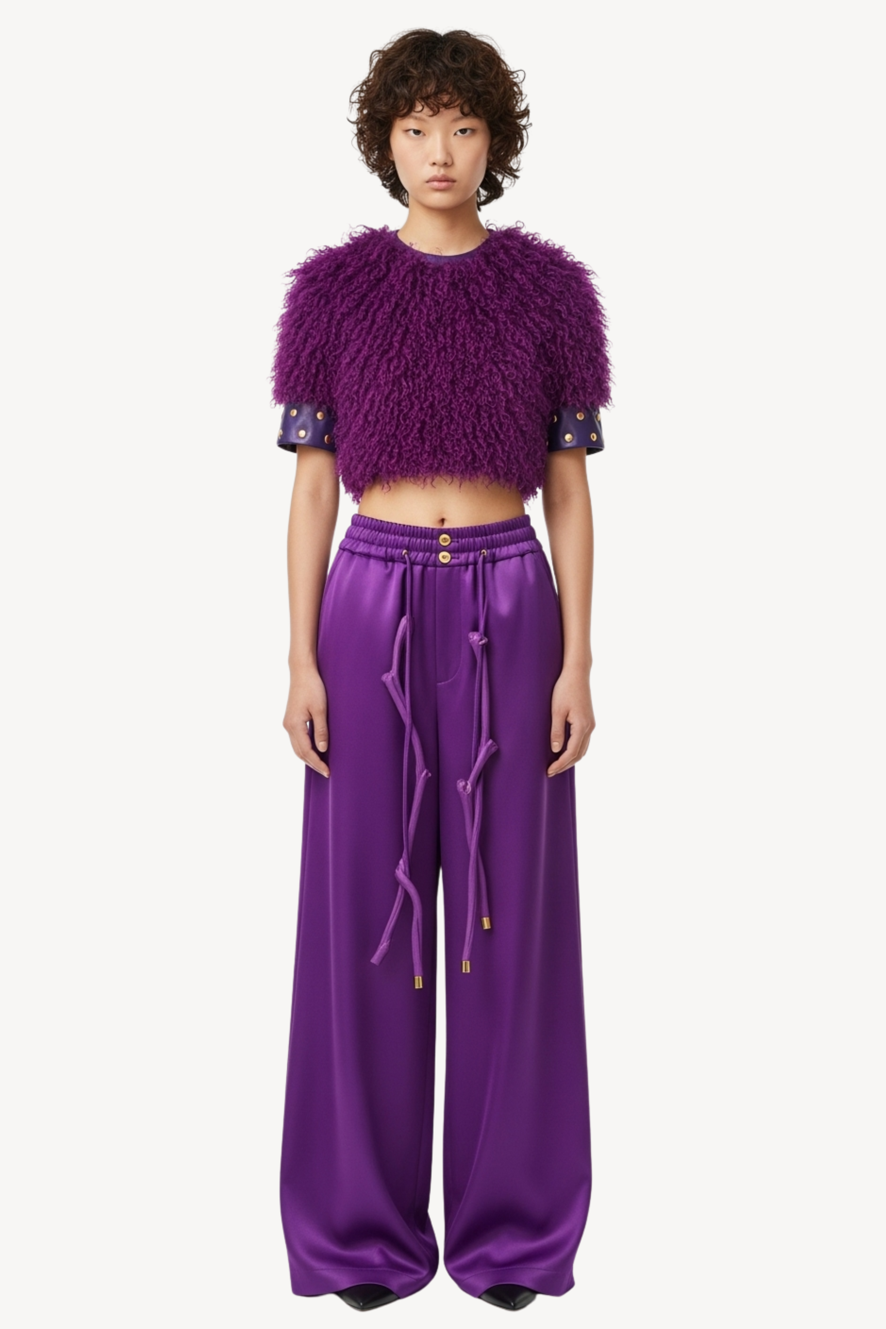 CROPPED SHEARLING TOP IN VIOLET