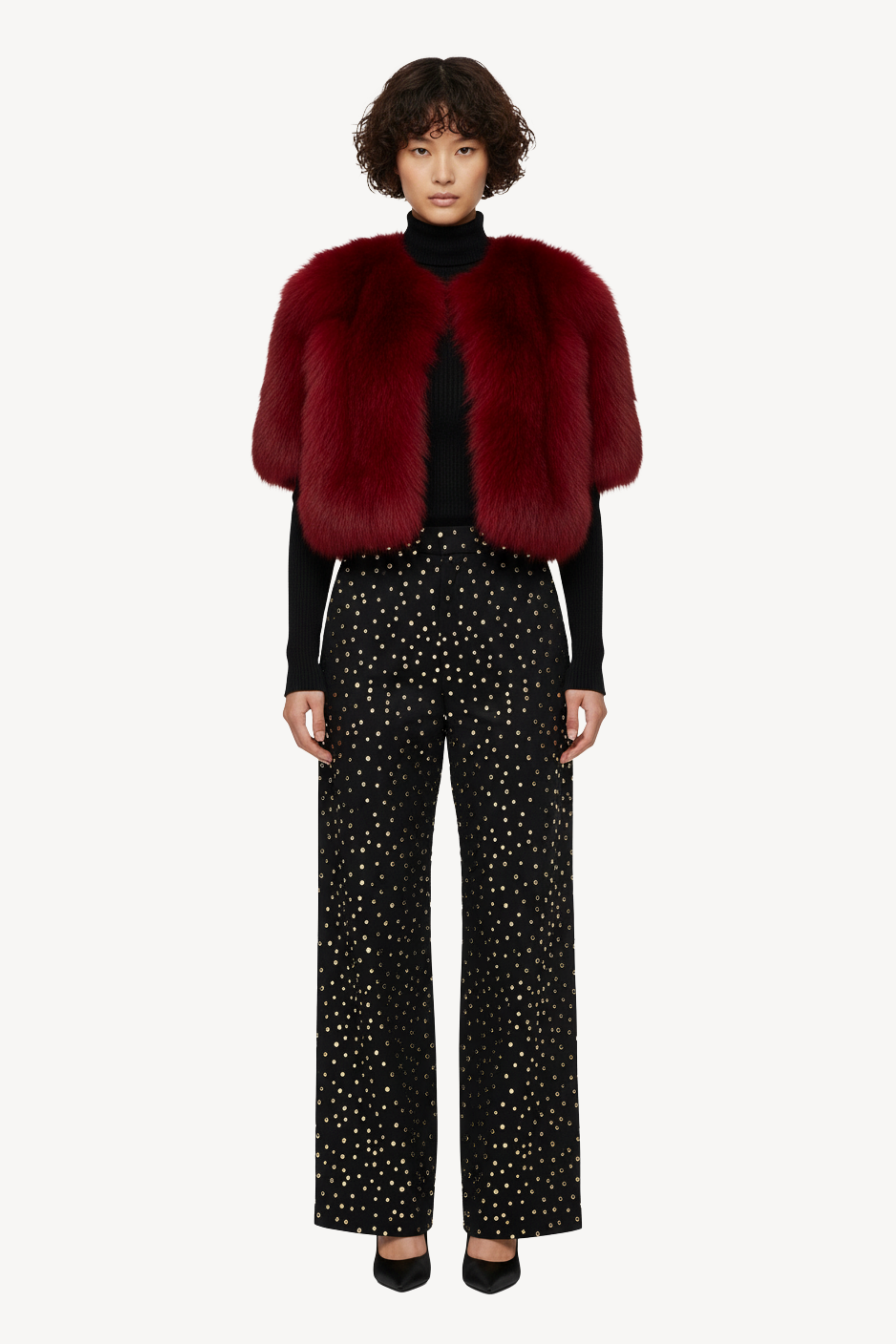 BLACK STUDDED TROUSERS
