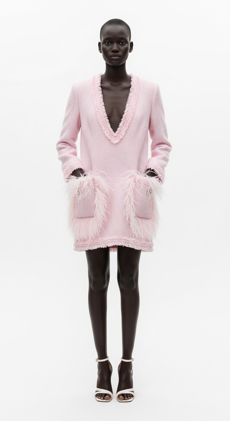 FEATHER-POCKET MINI DRESS