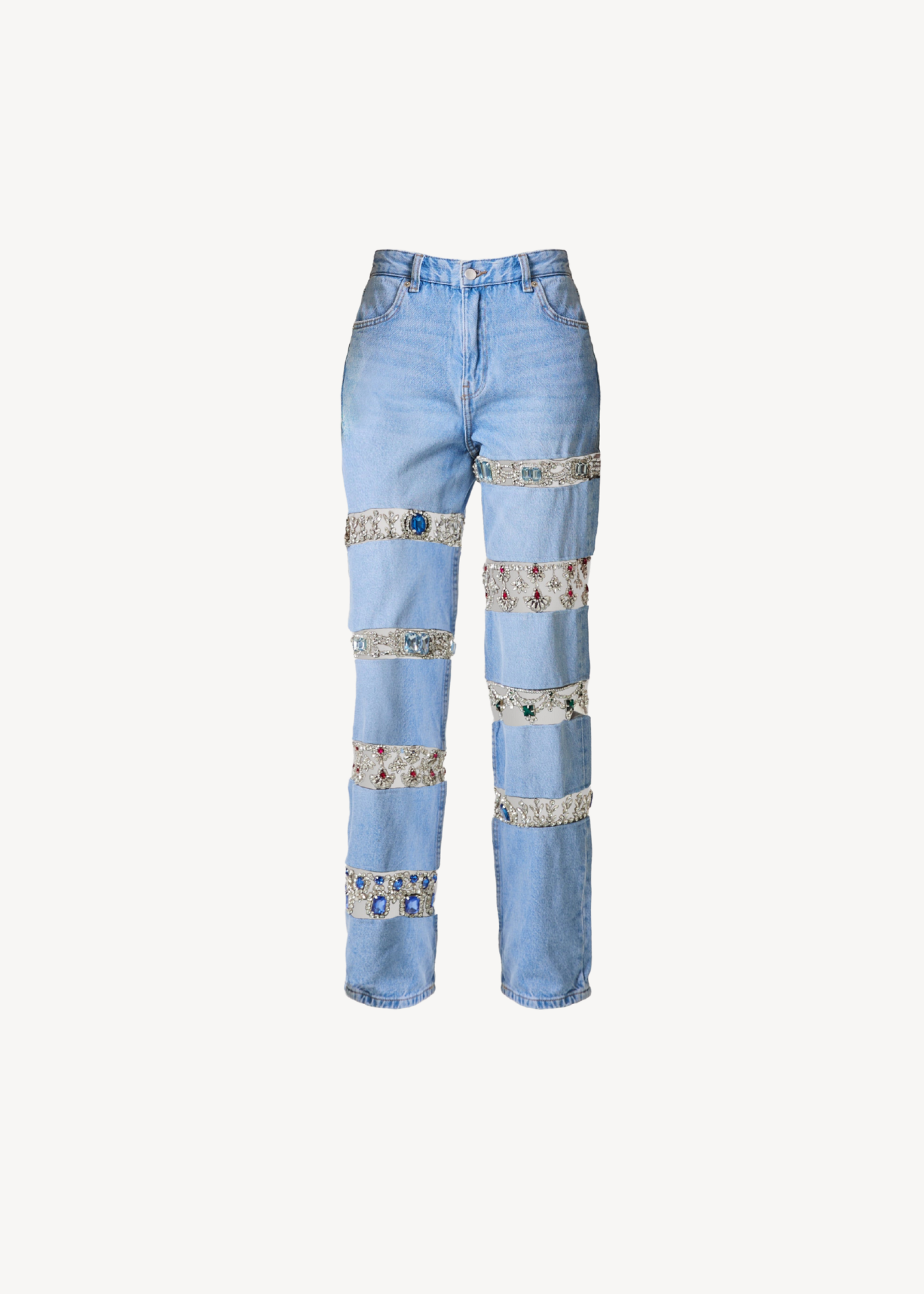 BLUE CRYSTAL DENIM JEANS