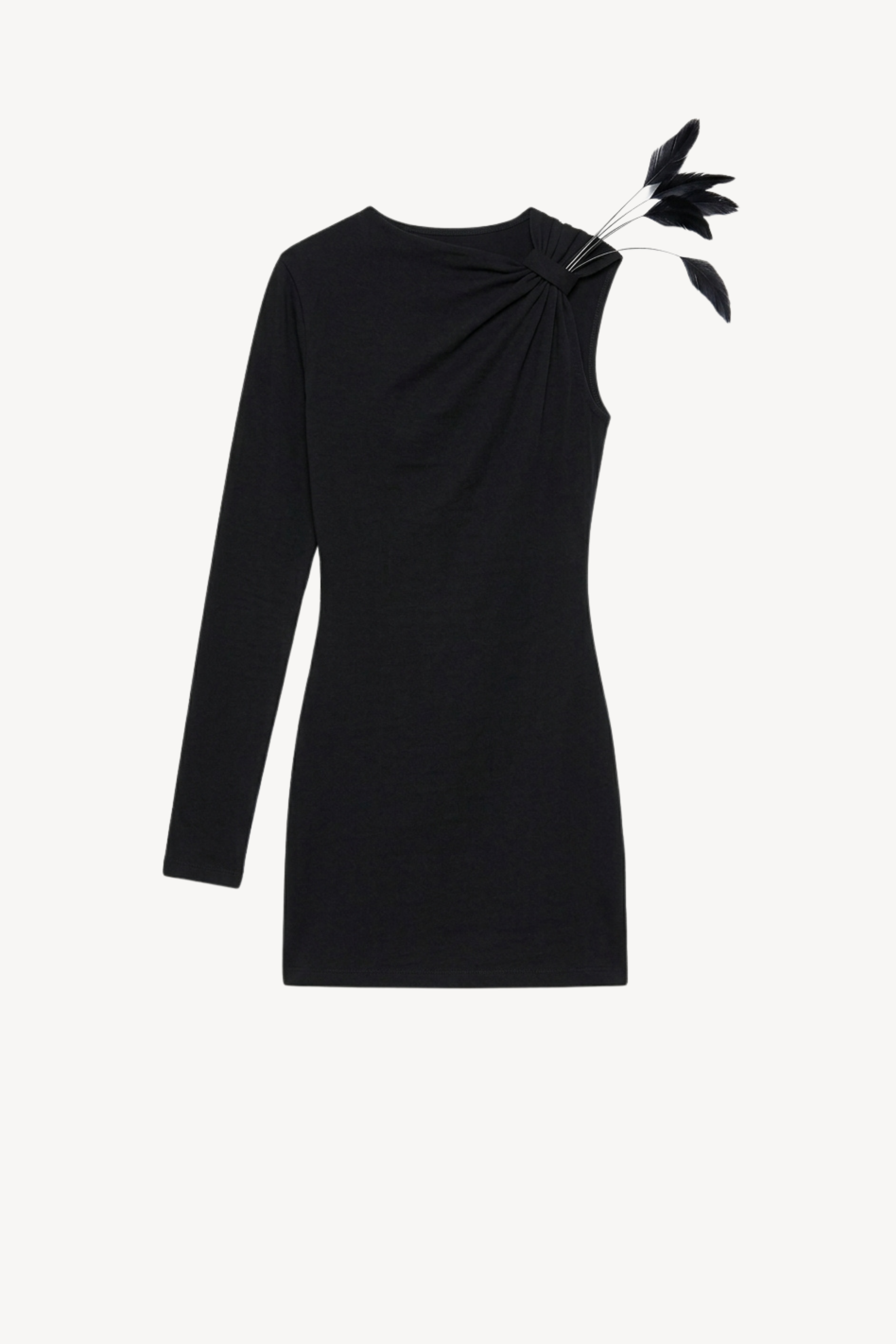 ASYMMETRIC MINI DRESS IN BLACK