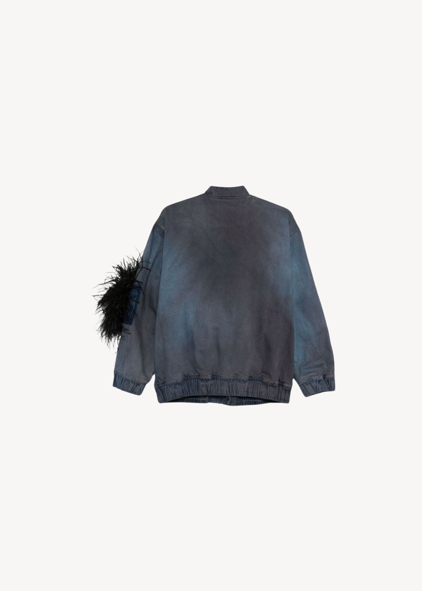 feather-detail denim jacket