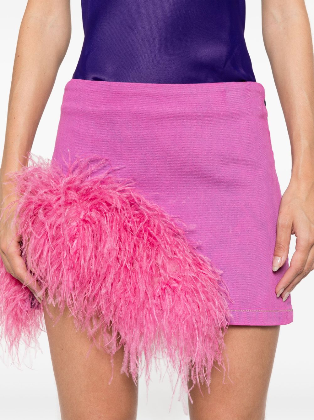 feather-detail mini skirt