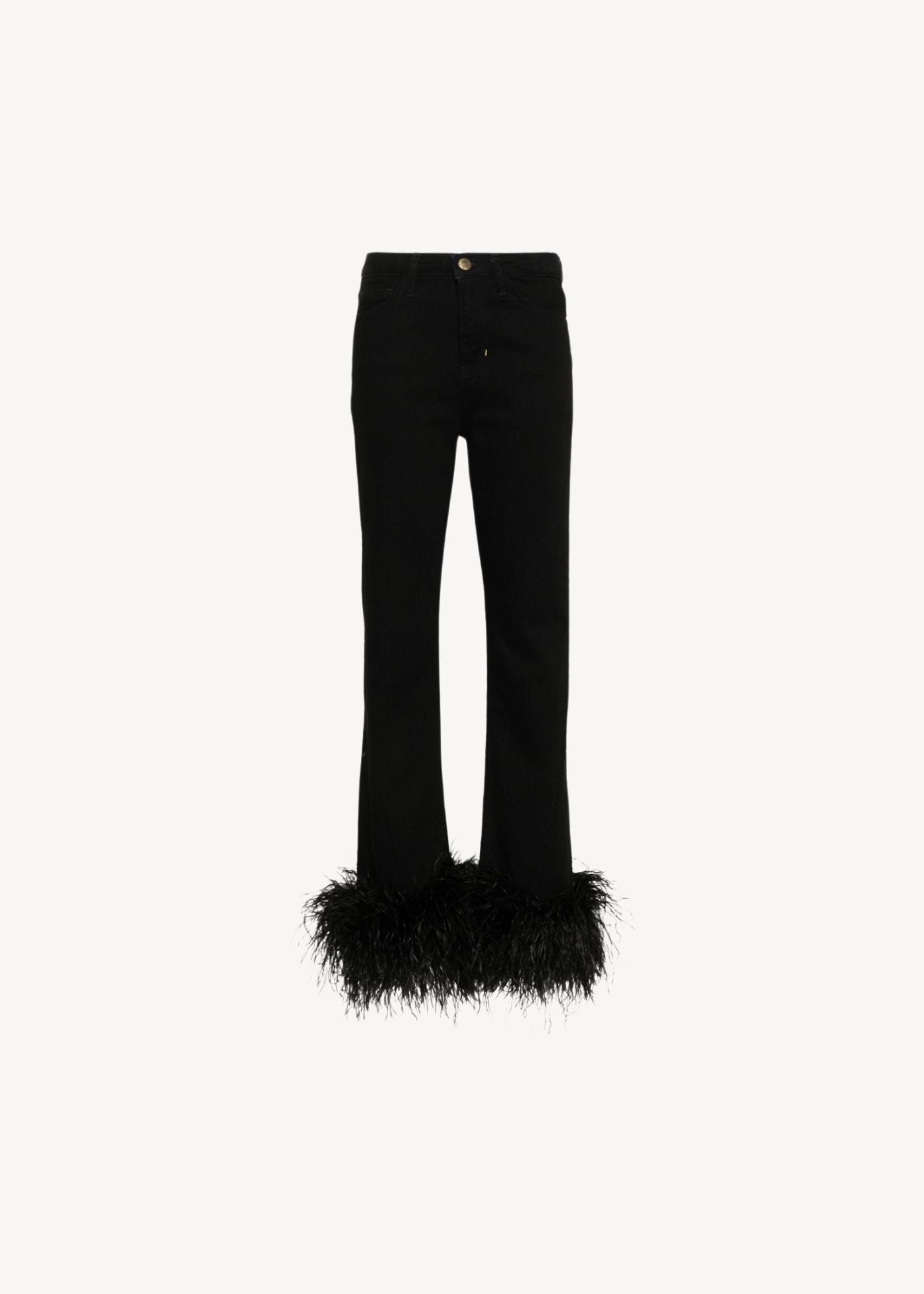 feather-trim jeans