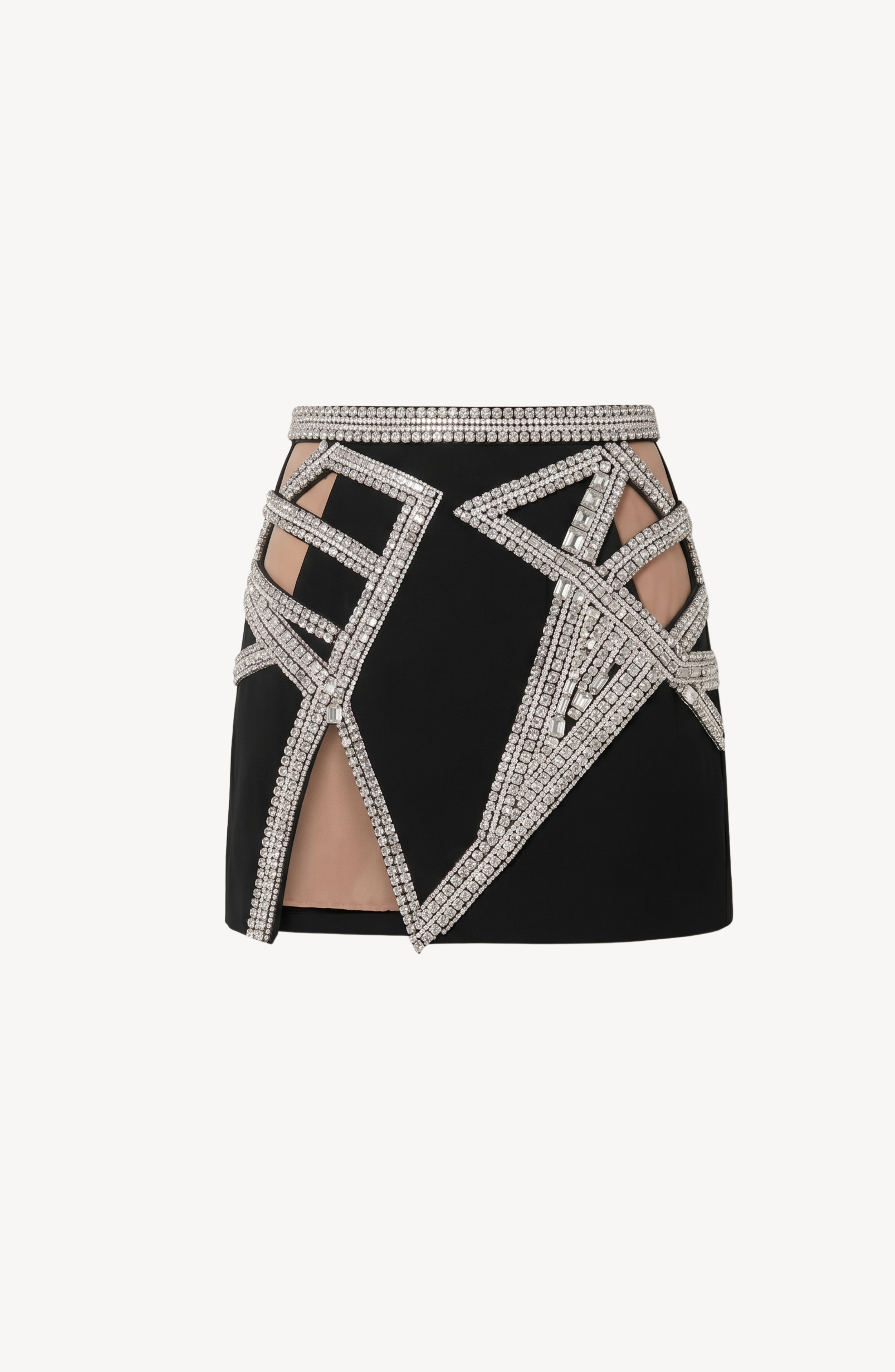 CRYSTAL ARCH MINI SKIRT in Black — flat lay