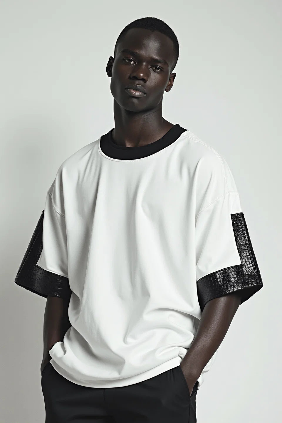 White Panel Contrast T-Shirt