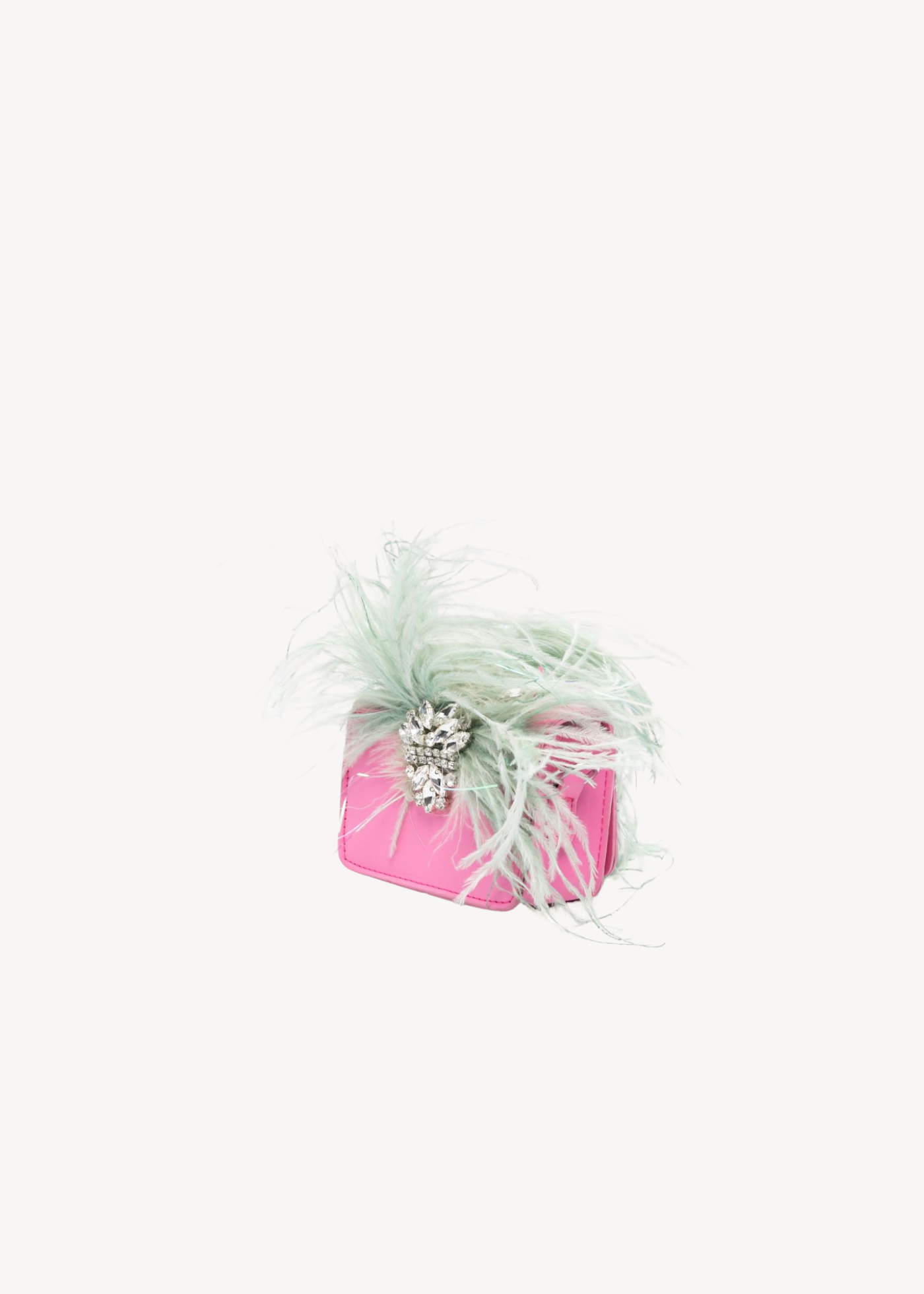 feather-embellished mini bag