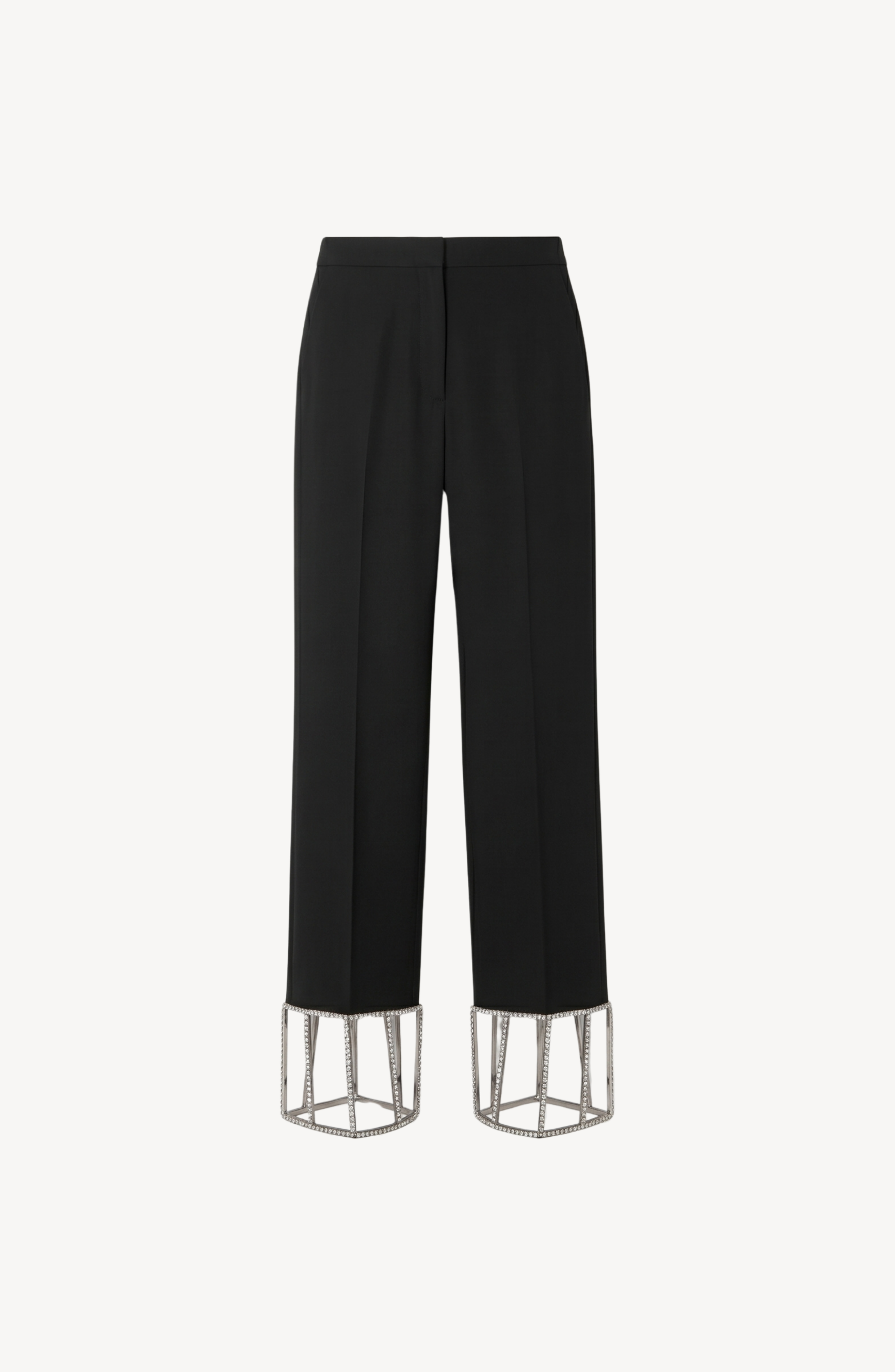 CRYSTAL CUFF WIDE-LEG TROUSERS in Black — flat lay