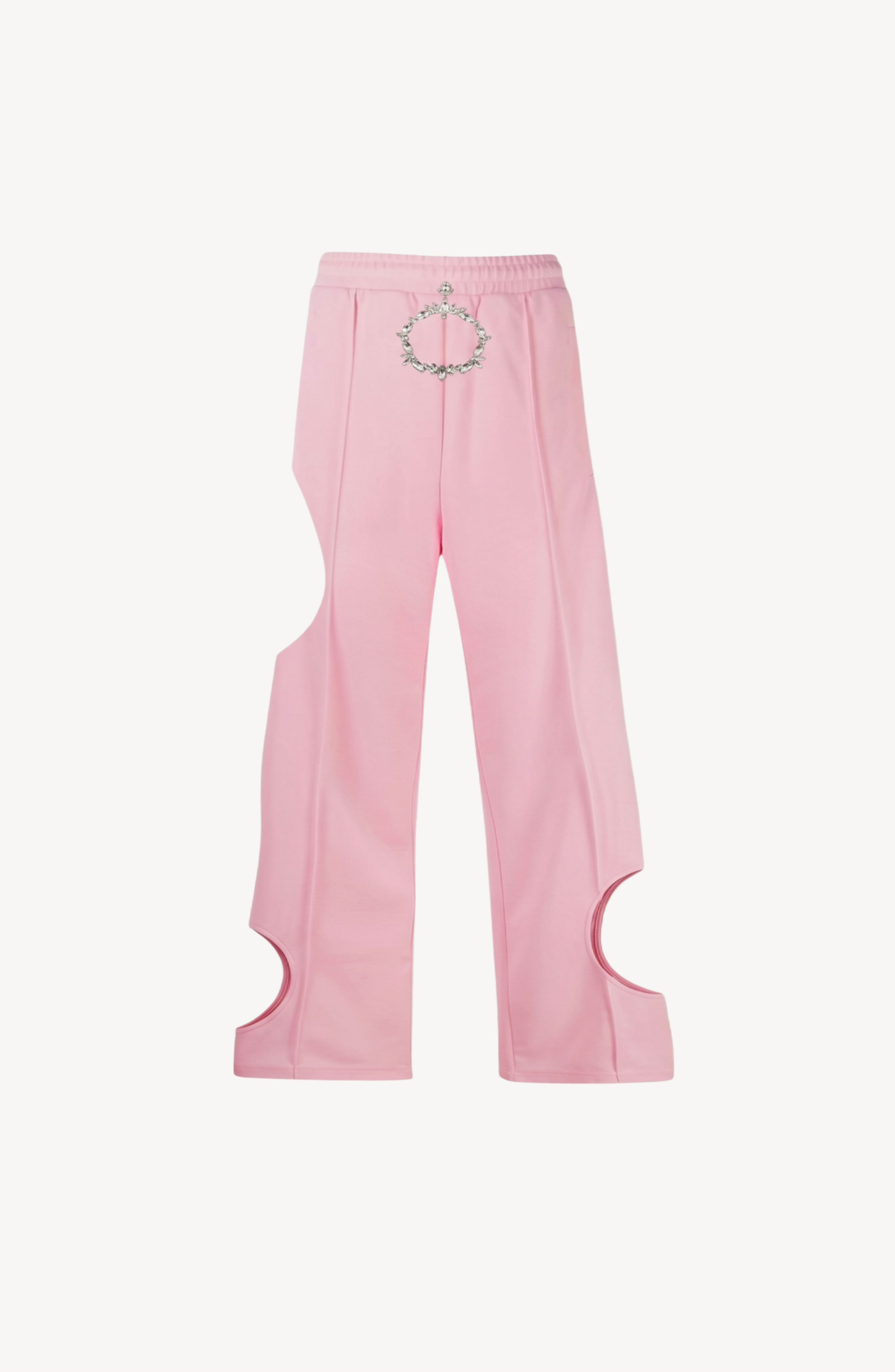 CRYSTAL BUCKLE TRACK PANTS in Powder Pink — flat lay
