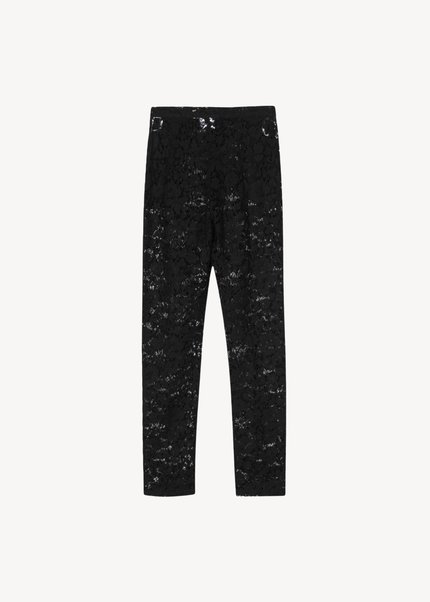 Floral-lace tapered trousers