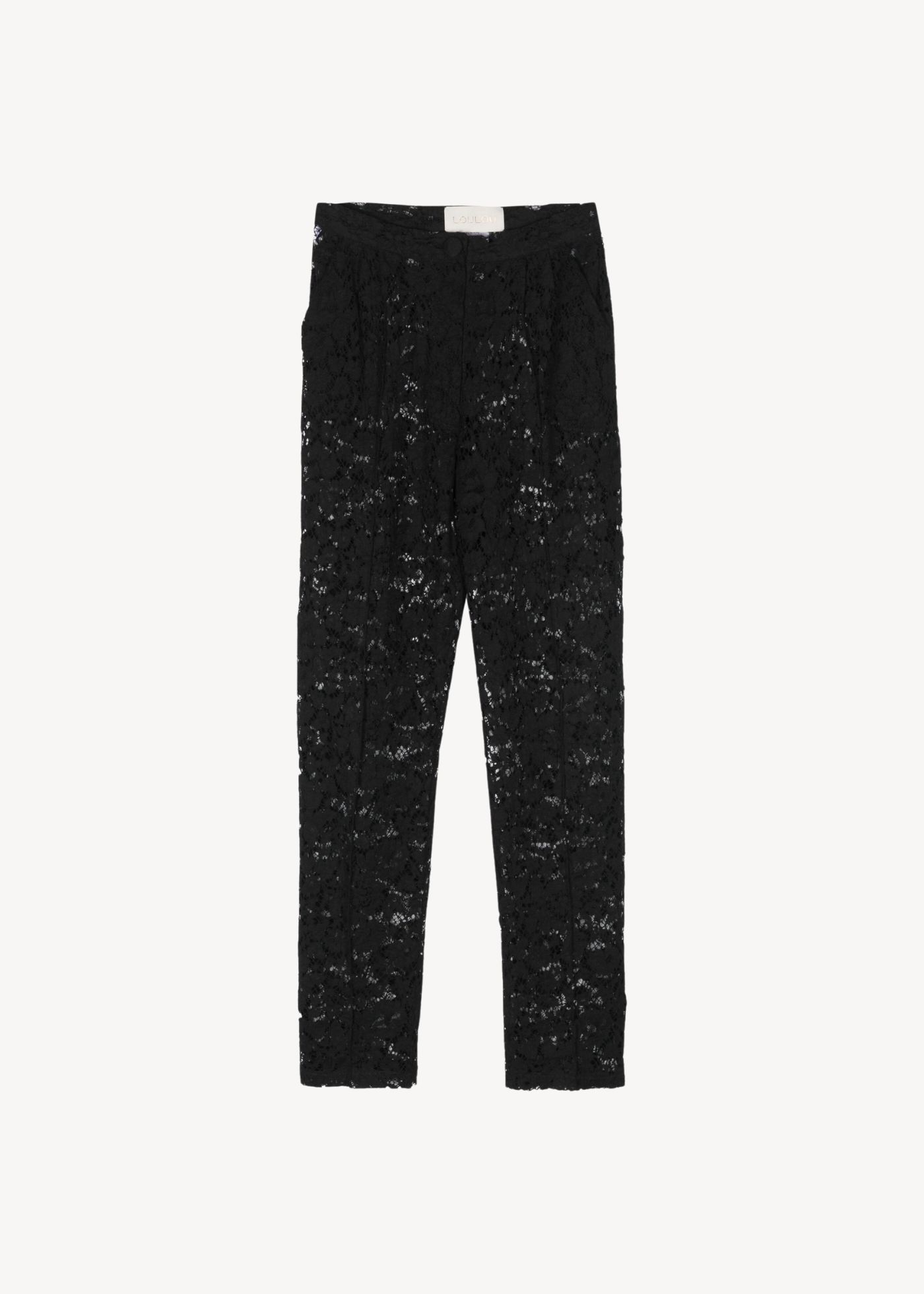 Floral-lace tapered trousers