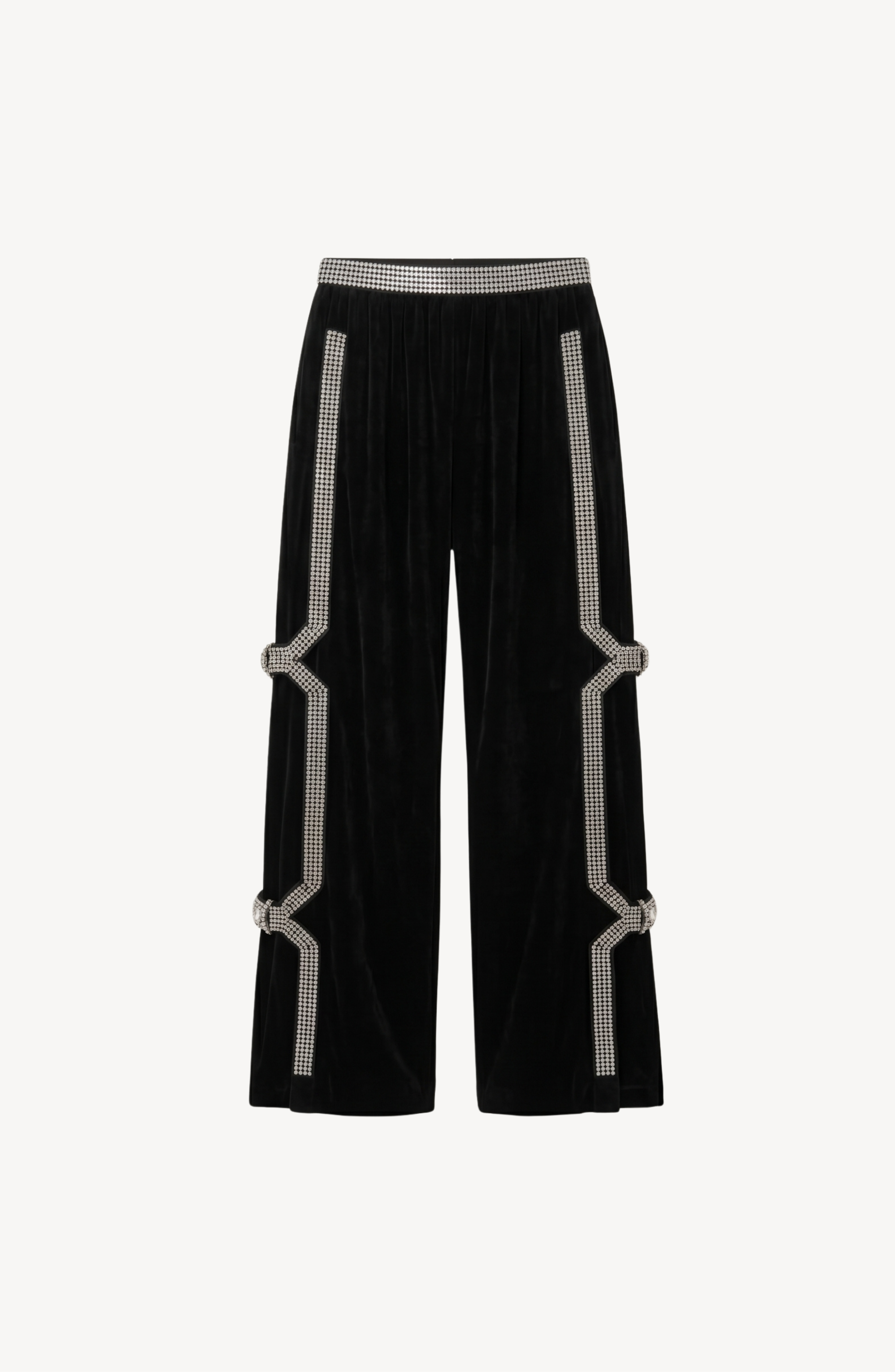 CRYSTAL TRIM TRACK PANTS in Black — flat lay