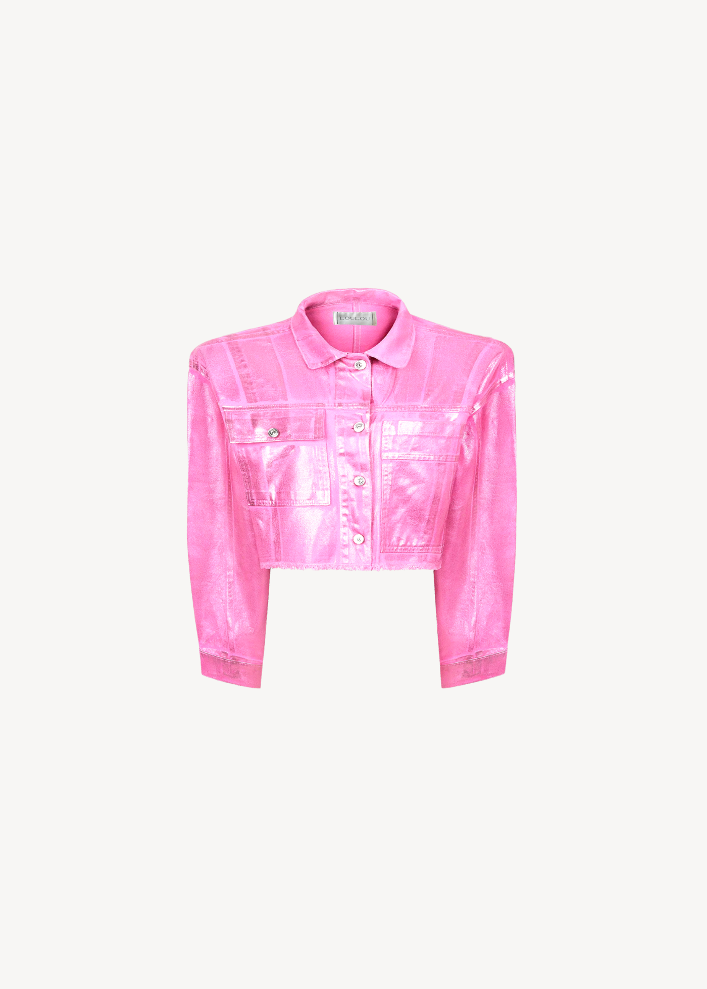 A Place in the Sun metallic denim jacket in pink