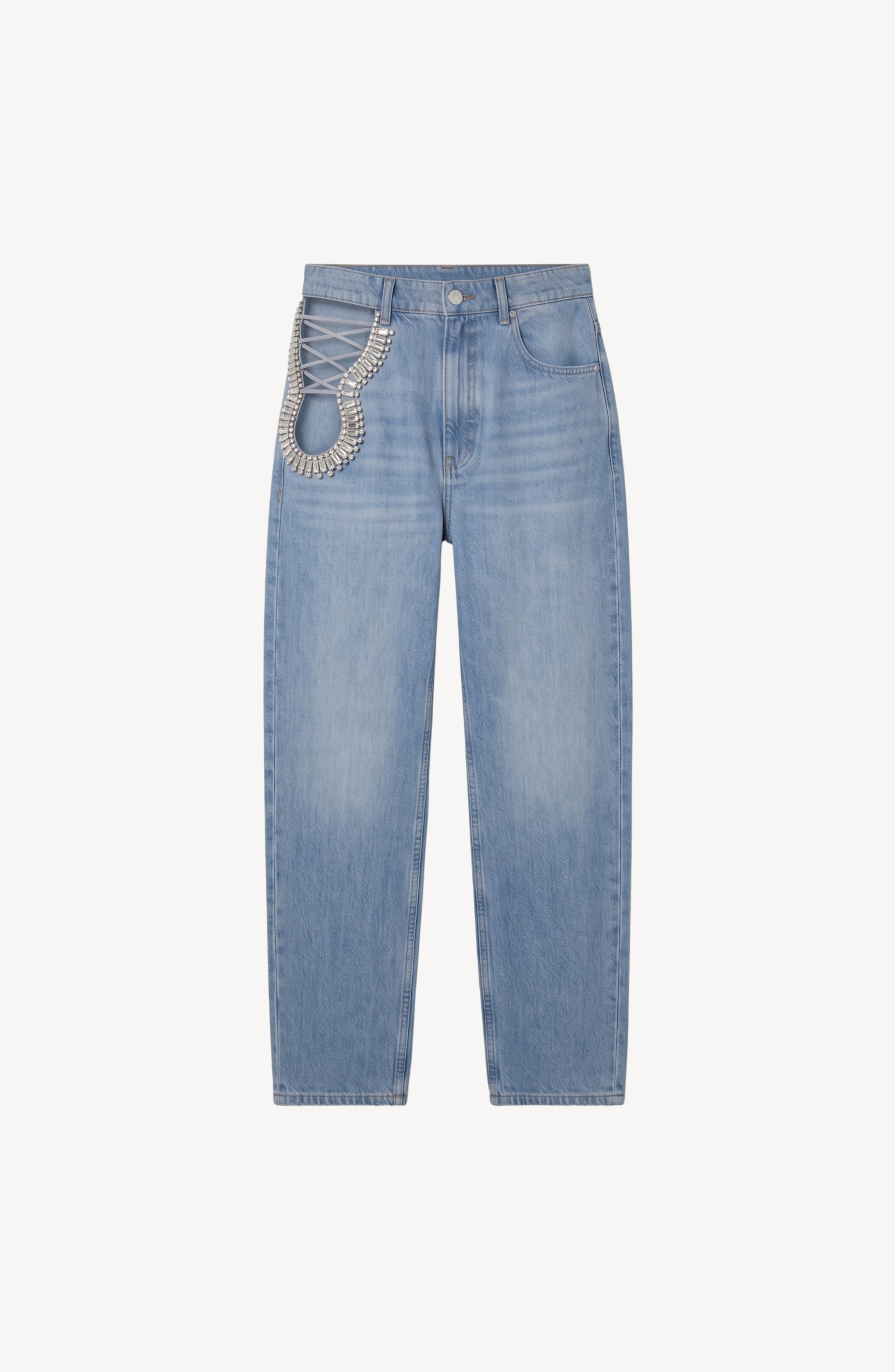 CRYSTAL POCKET STRAIGHT JEANS in Light Blue — flat lay