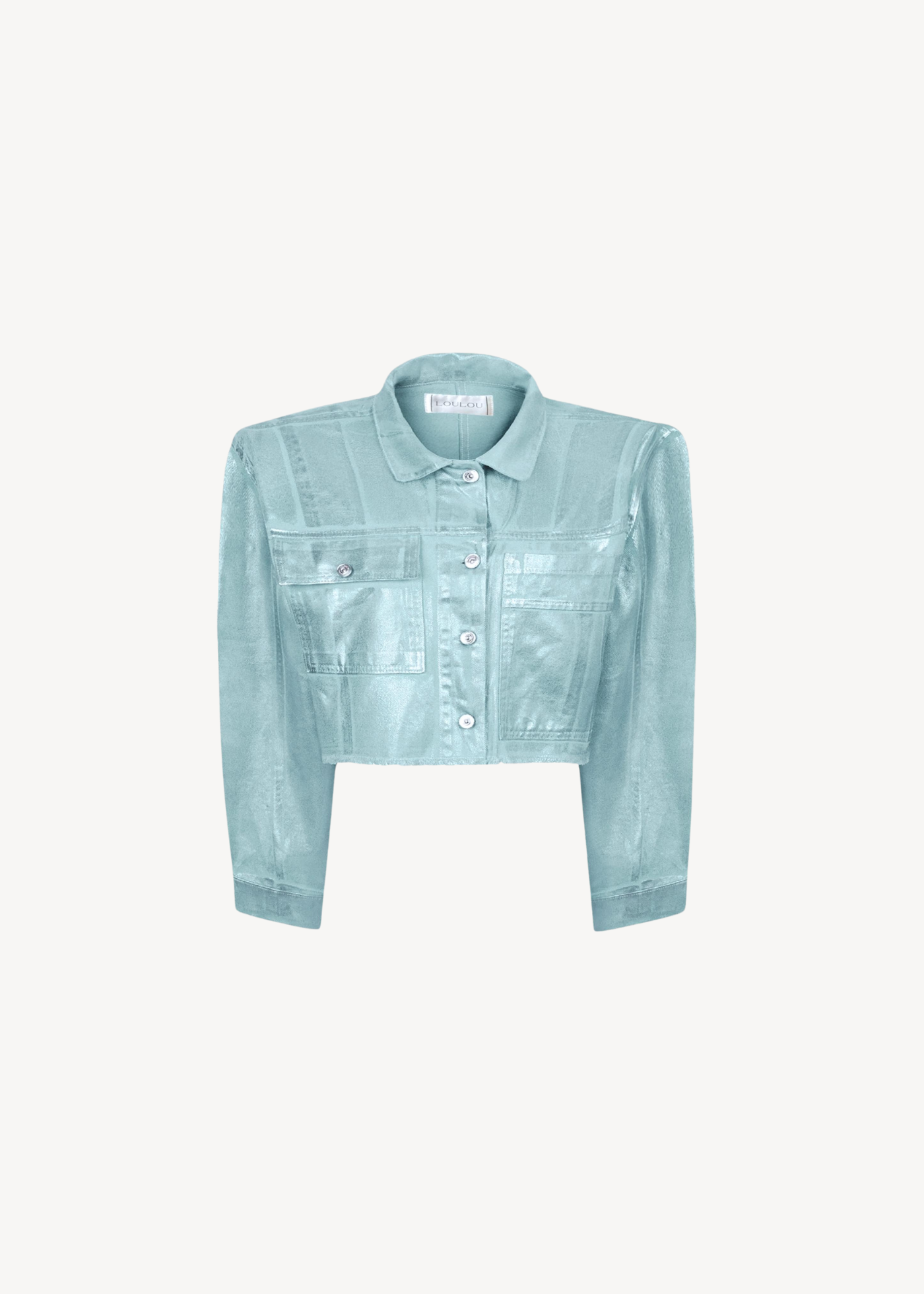 A Place in the Sun metallic denim jacket in blue