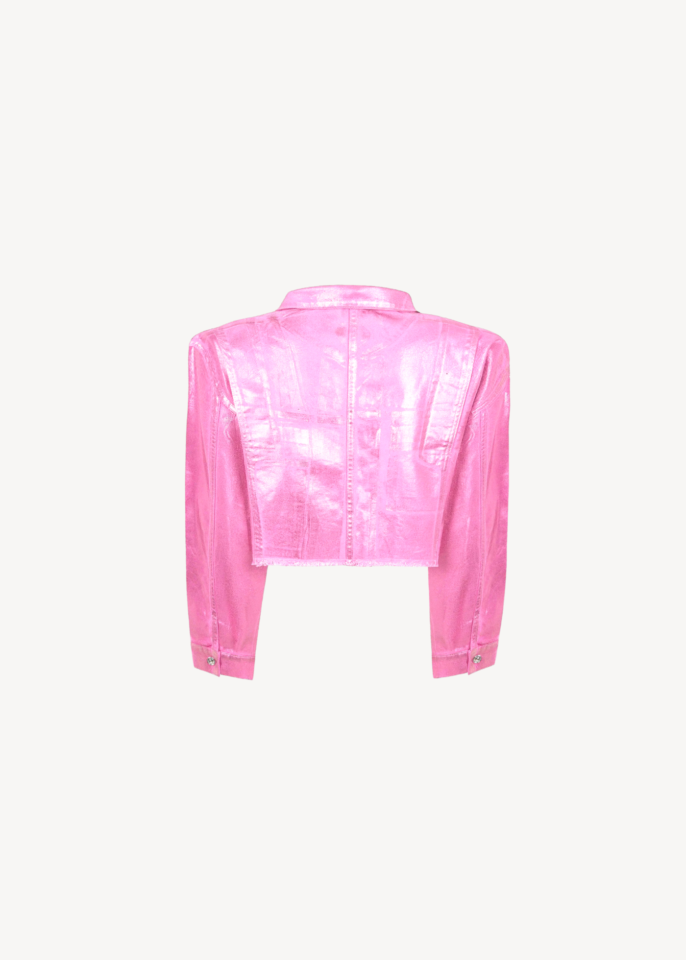 A Place in the Sun metallic denim jacket in pink