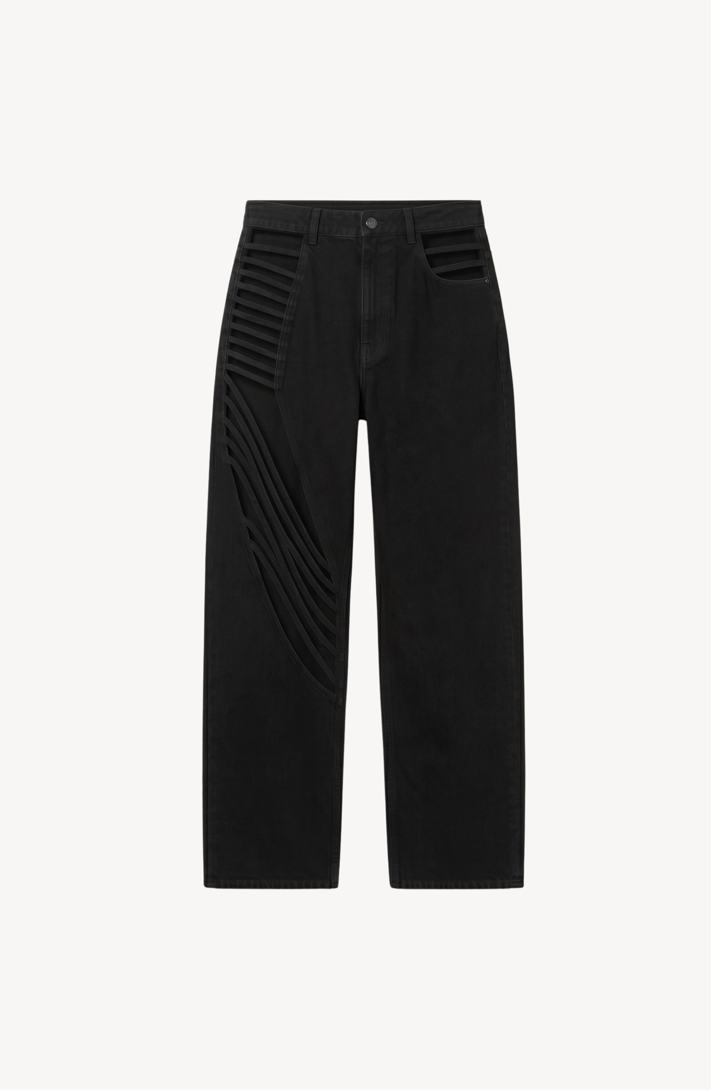 SHEER PATCH JEANS in Black — flat lay