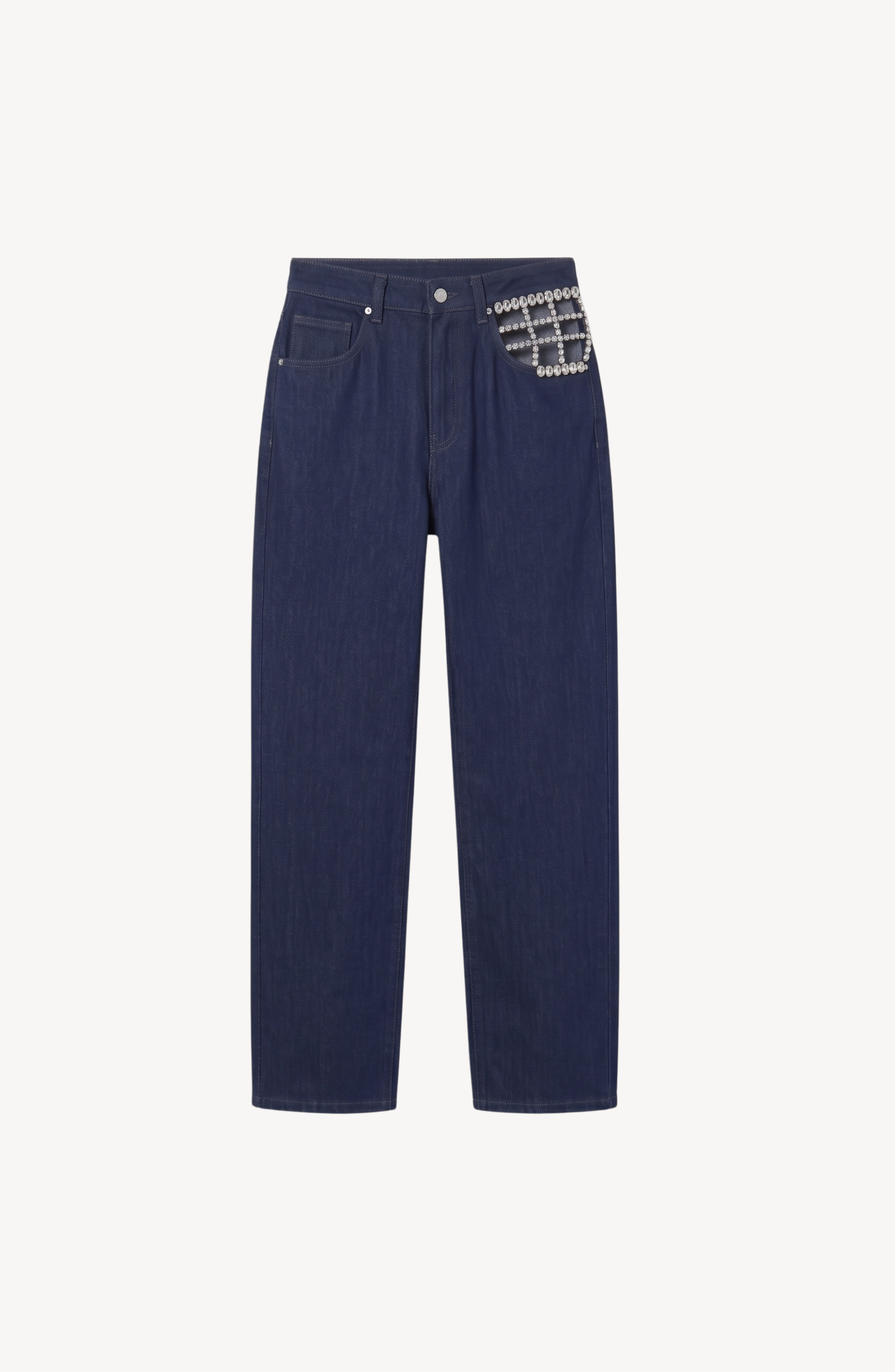 CRYSTAL CORSET JEANS in Light Blue — flat lay