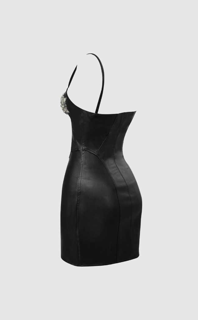 The Opposite Sex faux-leather embellished minidress