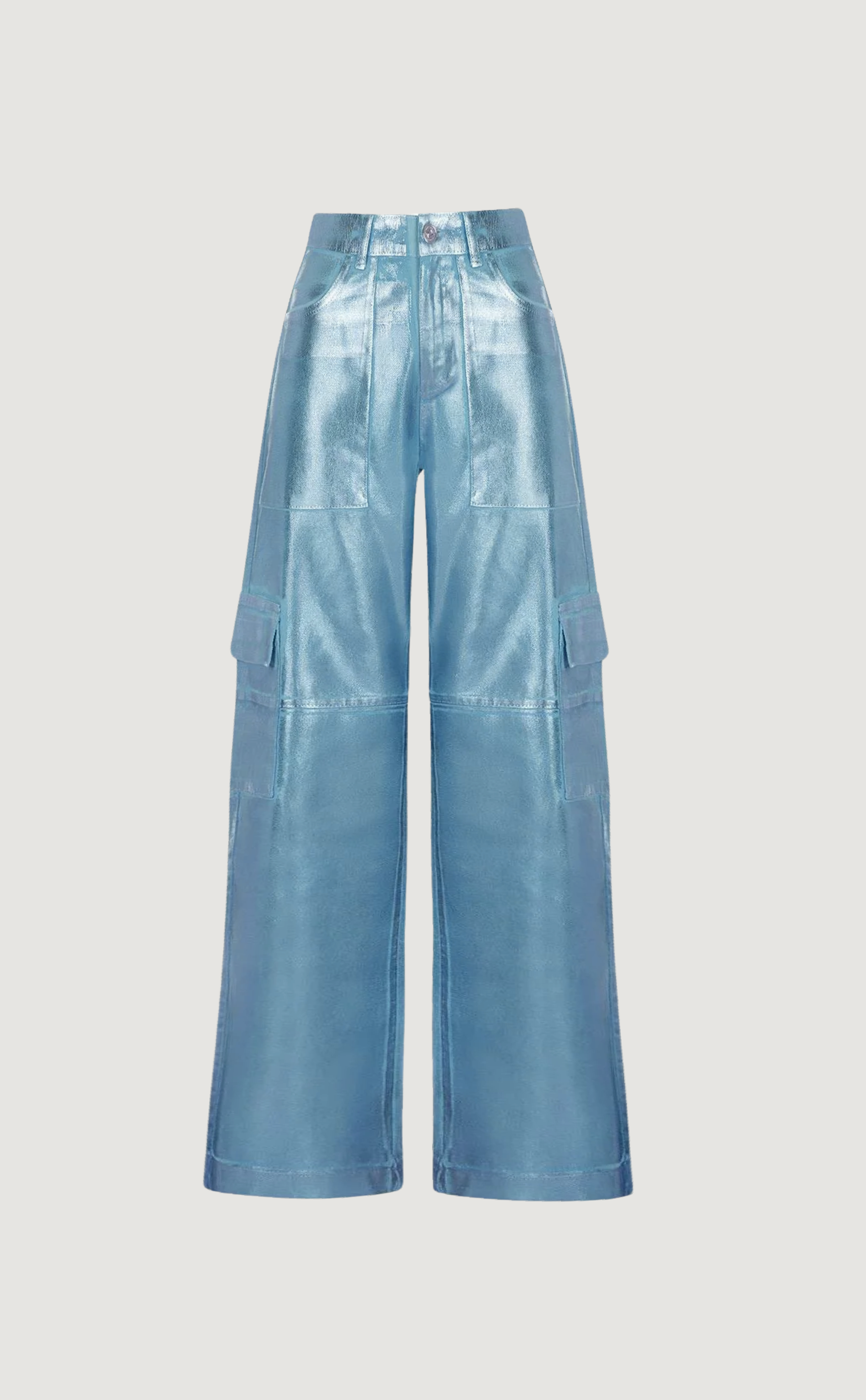 A Place in the Sun metallic cargo pants in blue