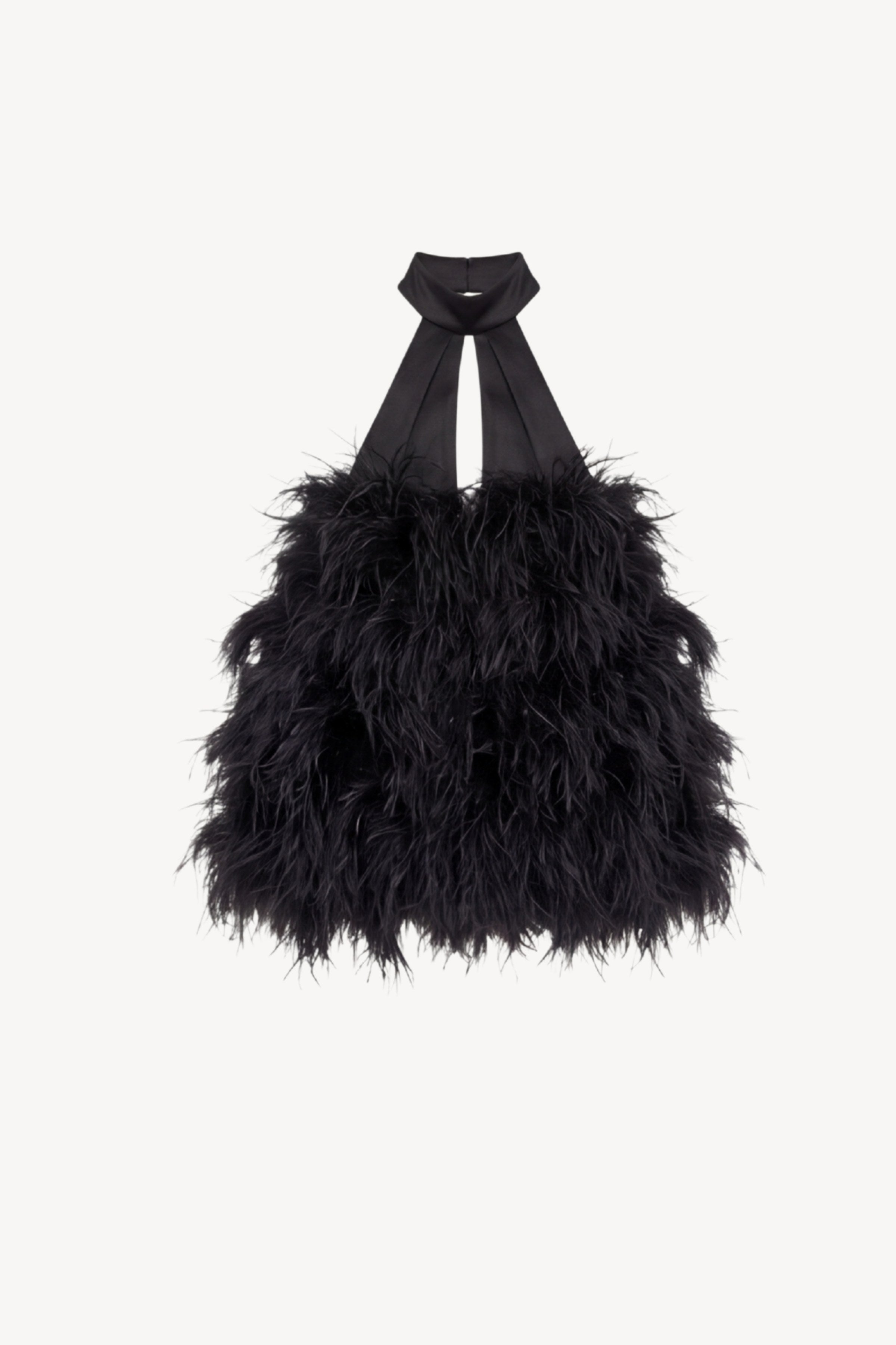 LOULOU Black Feather Halter Mini Dress - photo 1