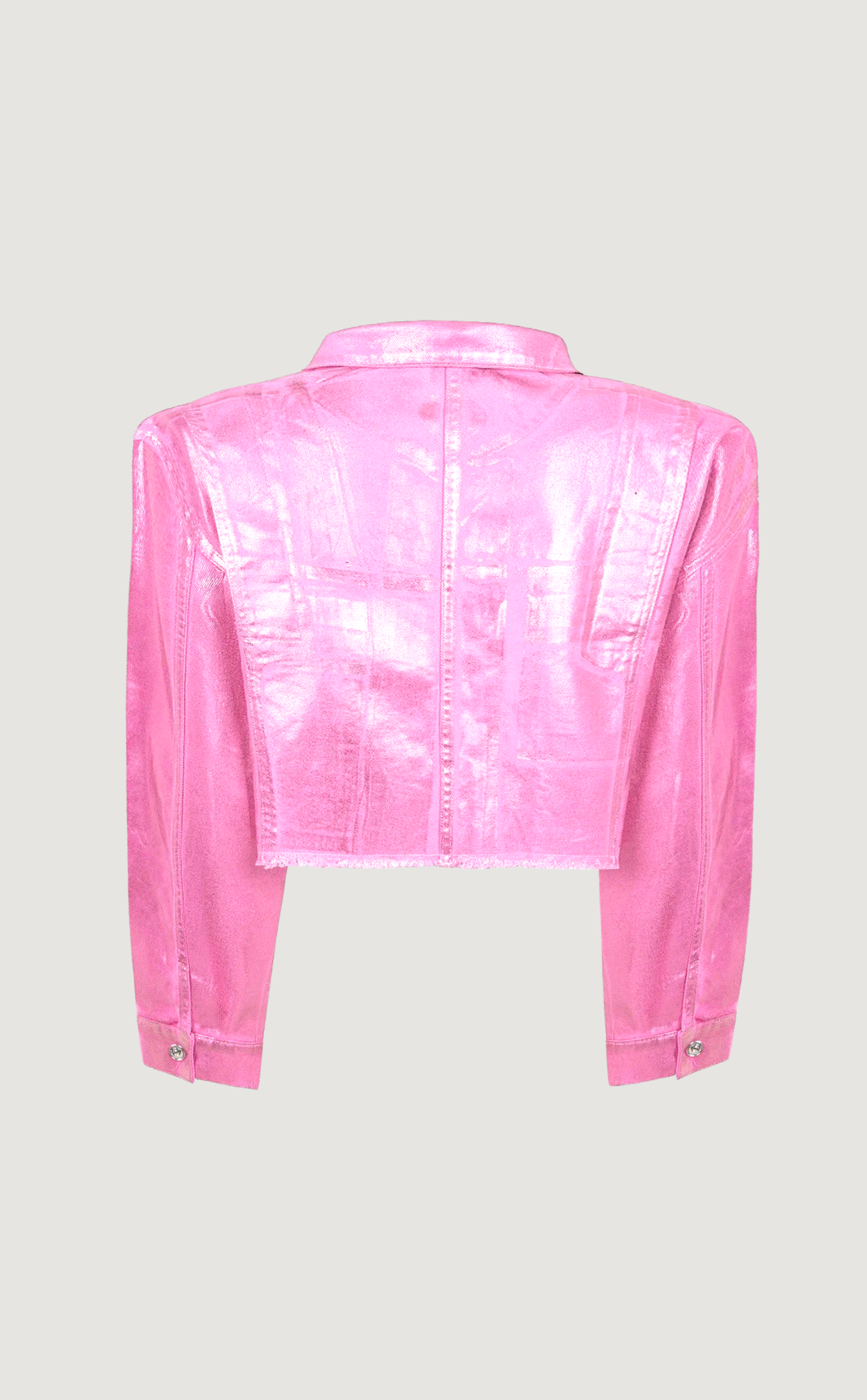 A Place in the Sun metallic denim jacket in pink