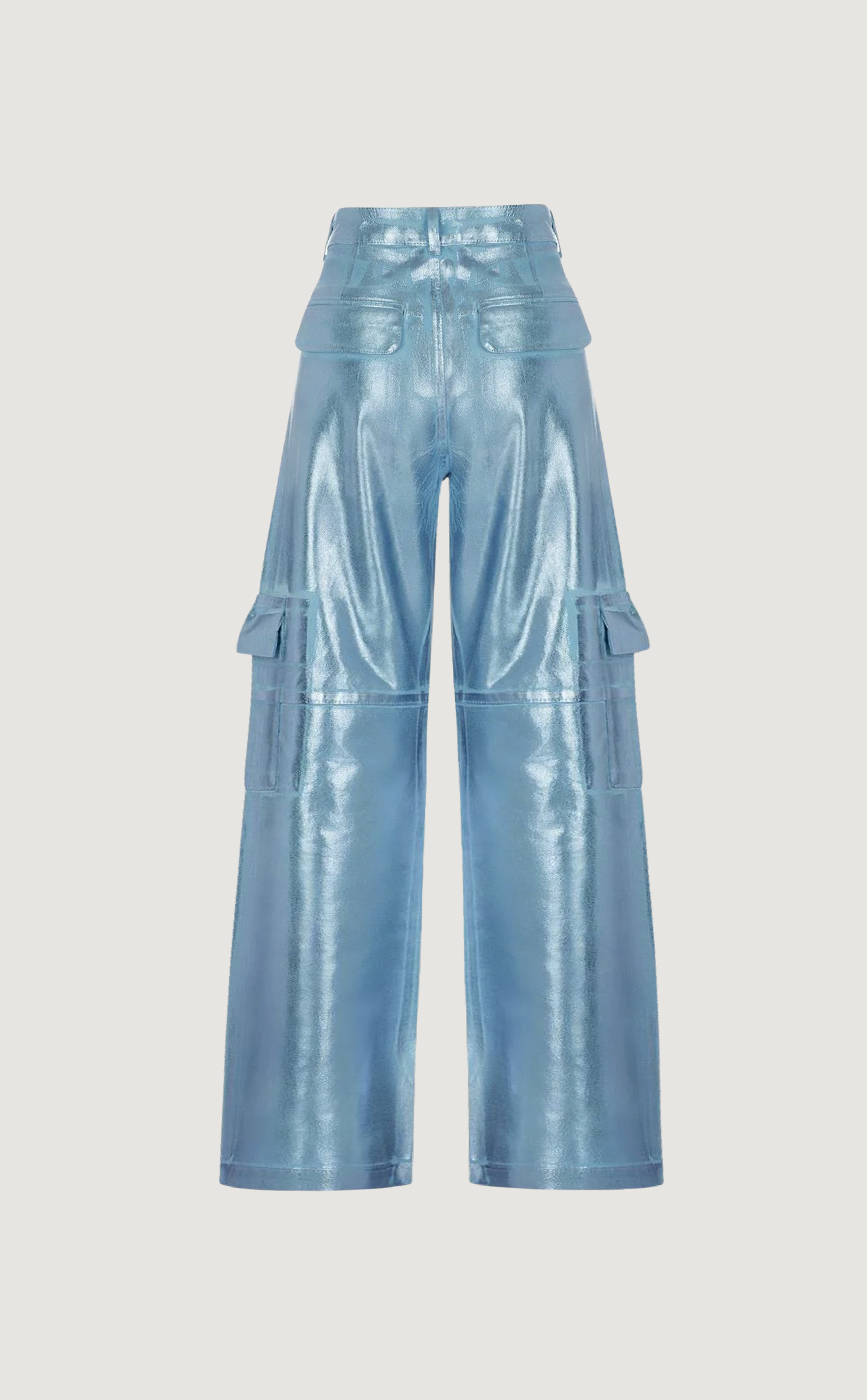 A Place in the Sun metallic cargo pants in blue
