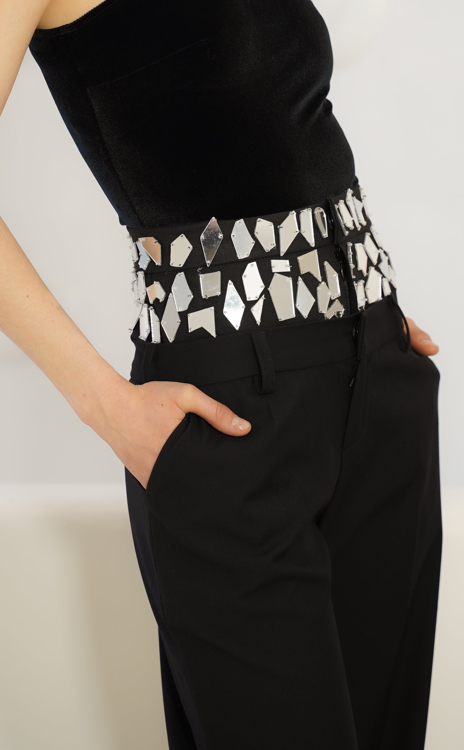 Double-waist tailored trousers