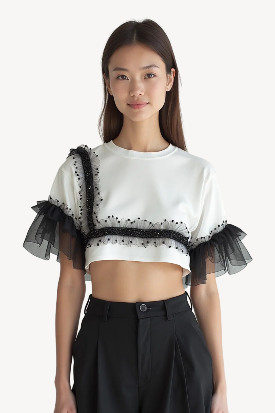 ÉCLAT TULLE CROPPED TEE