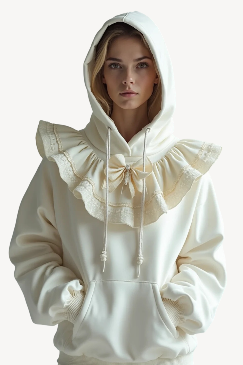 VICTORIEN RUFFLE HOODED SWEATSHIRT