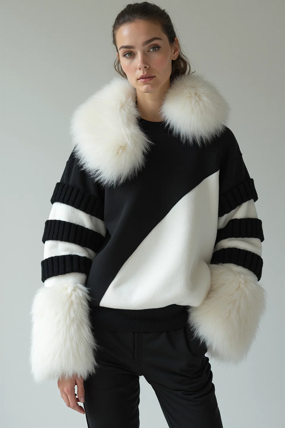 GRAPHIC FUR EMBRACE SWEATER