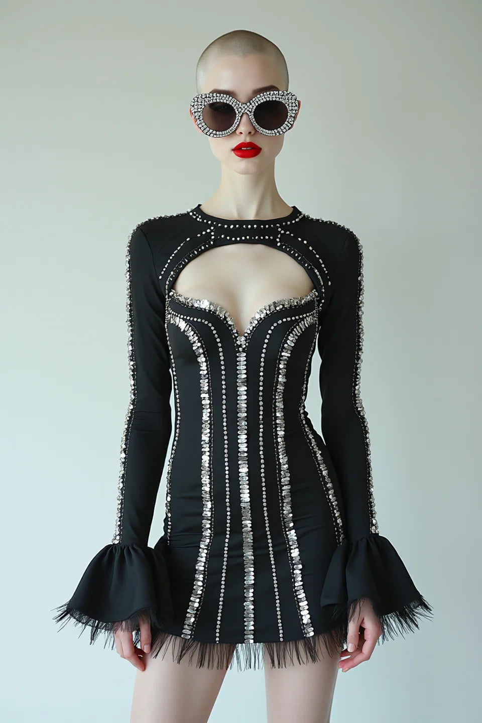 DOMINA CRYSTAL-ENCRUSTED MINI DRESS