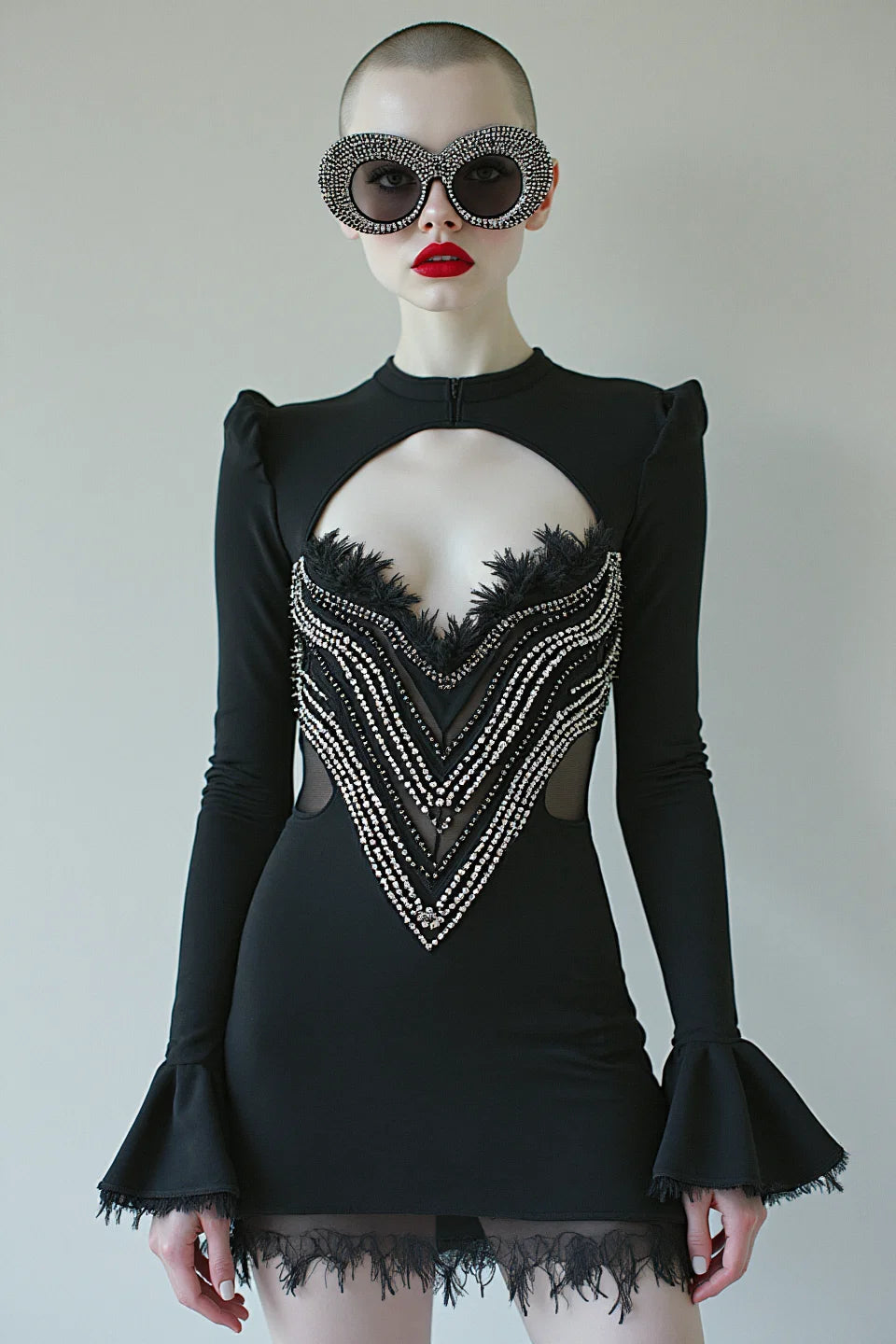 VENDETTA EMBELLISHED MINI DRESS