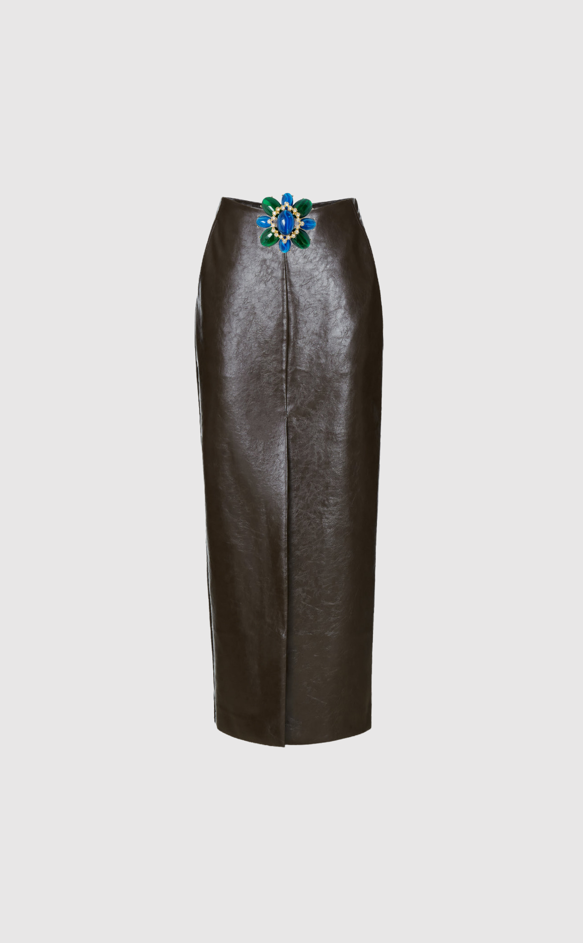 It Happened One Night faux-leather maxi skirt