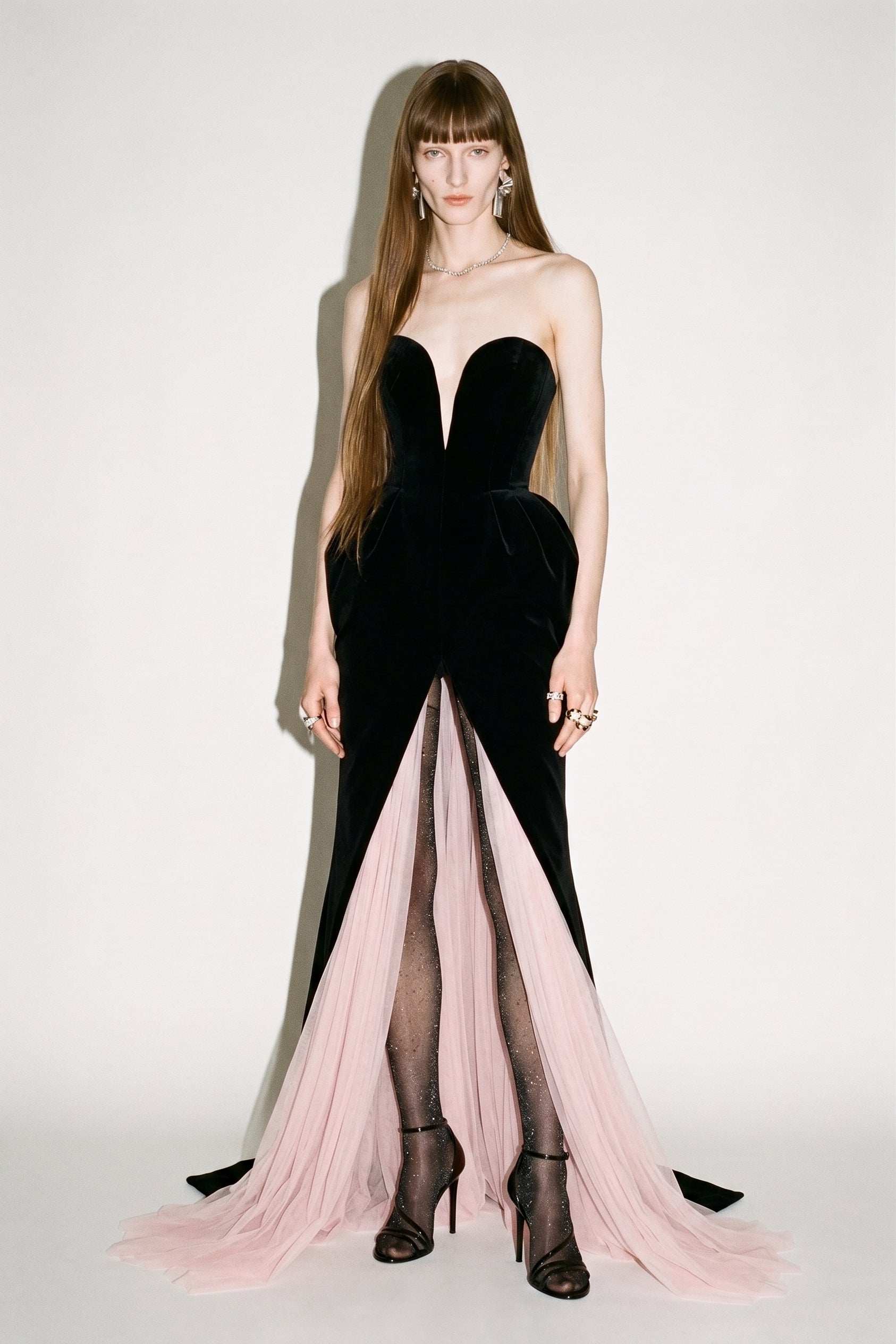 LOULOU Black Velvet Tulle Gown - photo 2
