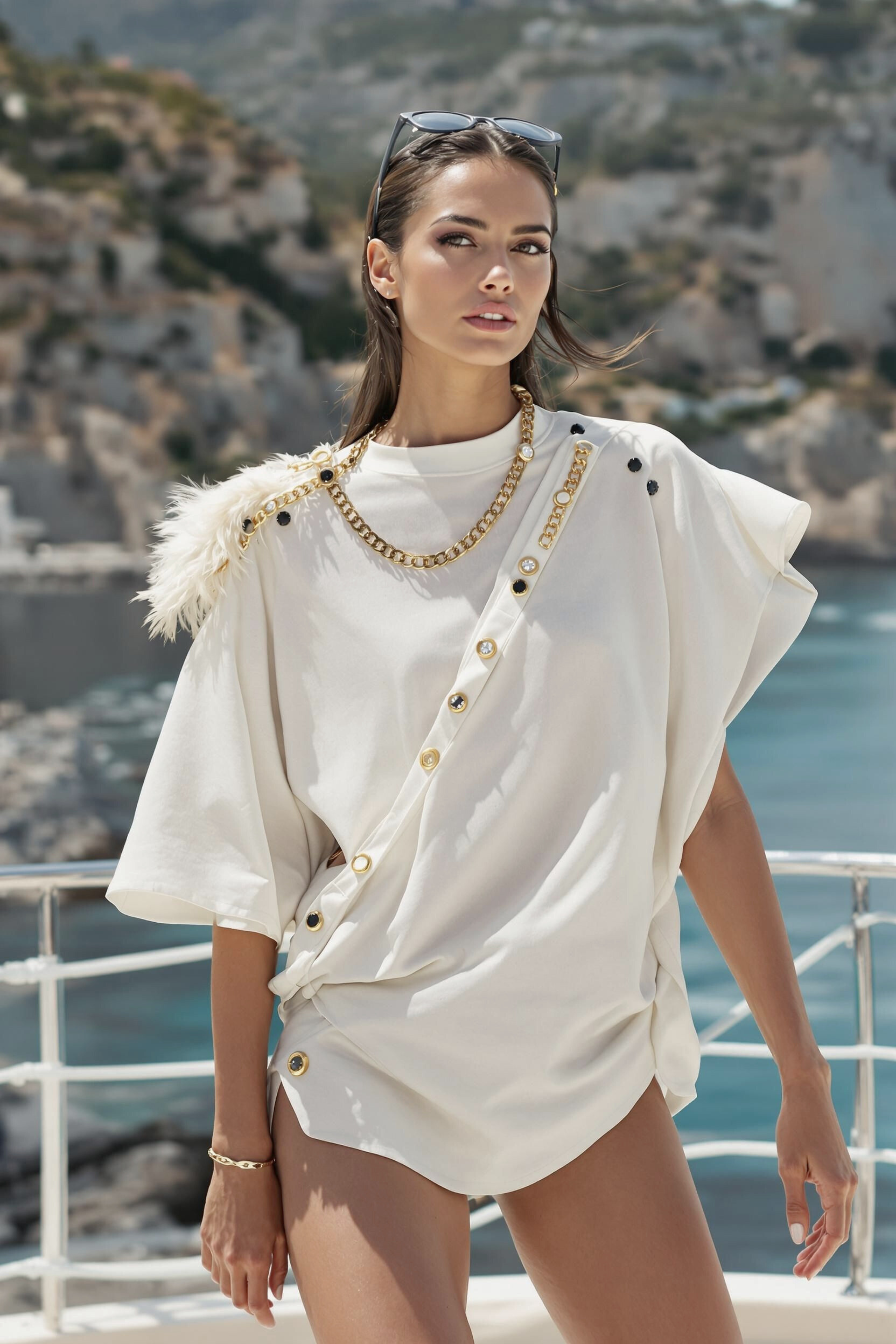 FEATHER SHOULDER TEE