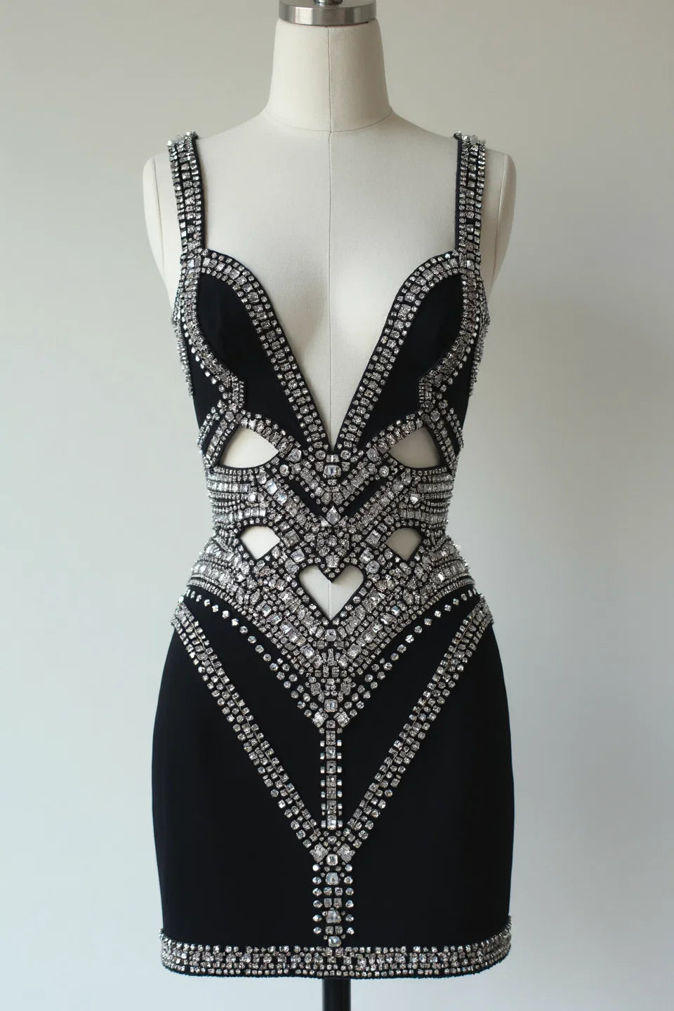 SCULPTED HEART CRYSTAL MINI DRESS