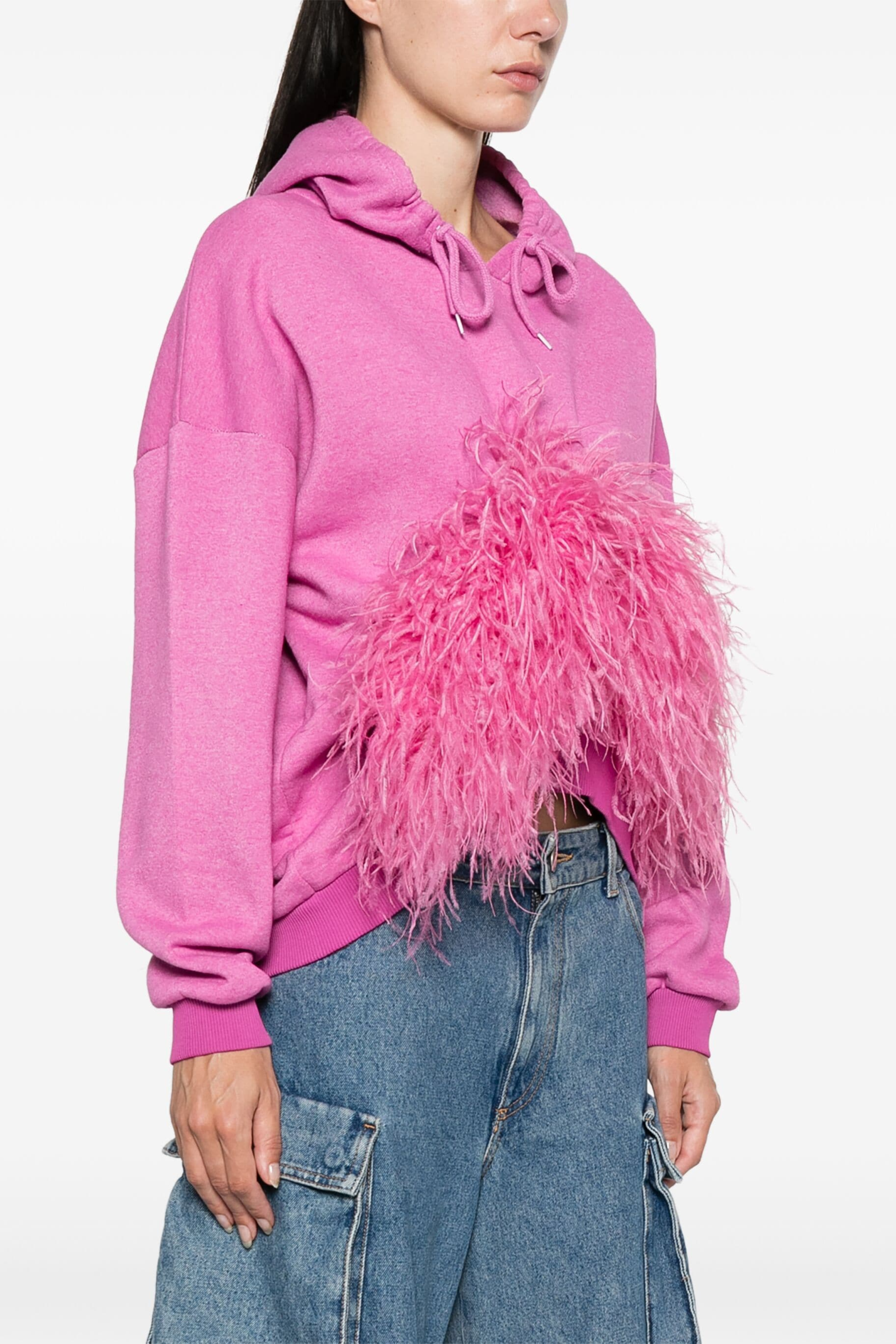 FEATHER-DETAIL HOODIE