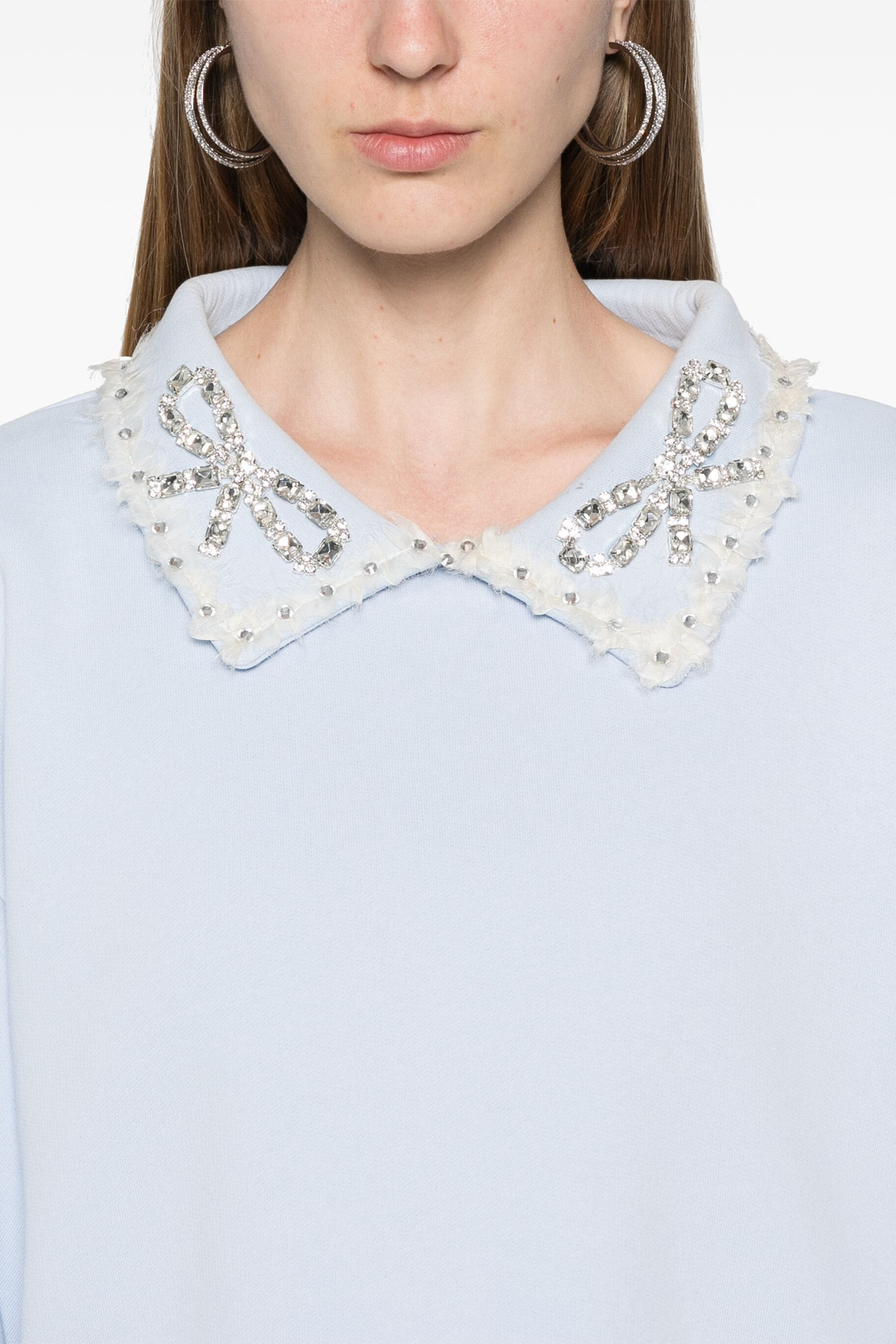 Oversized-Collar Cotton Sweatshirt