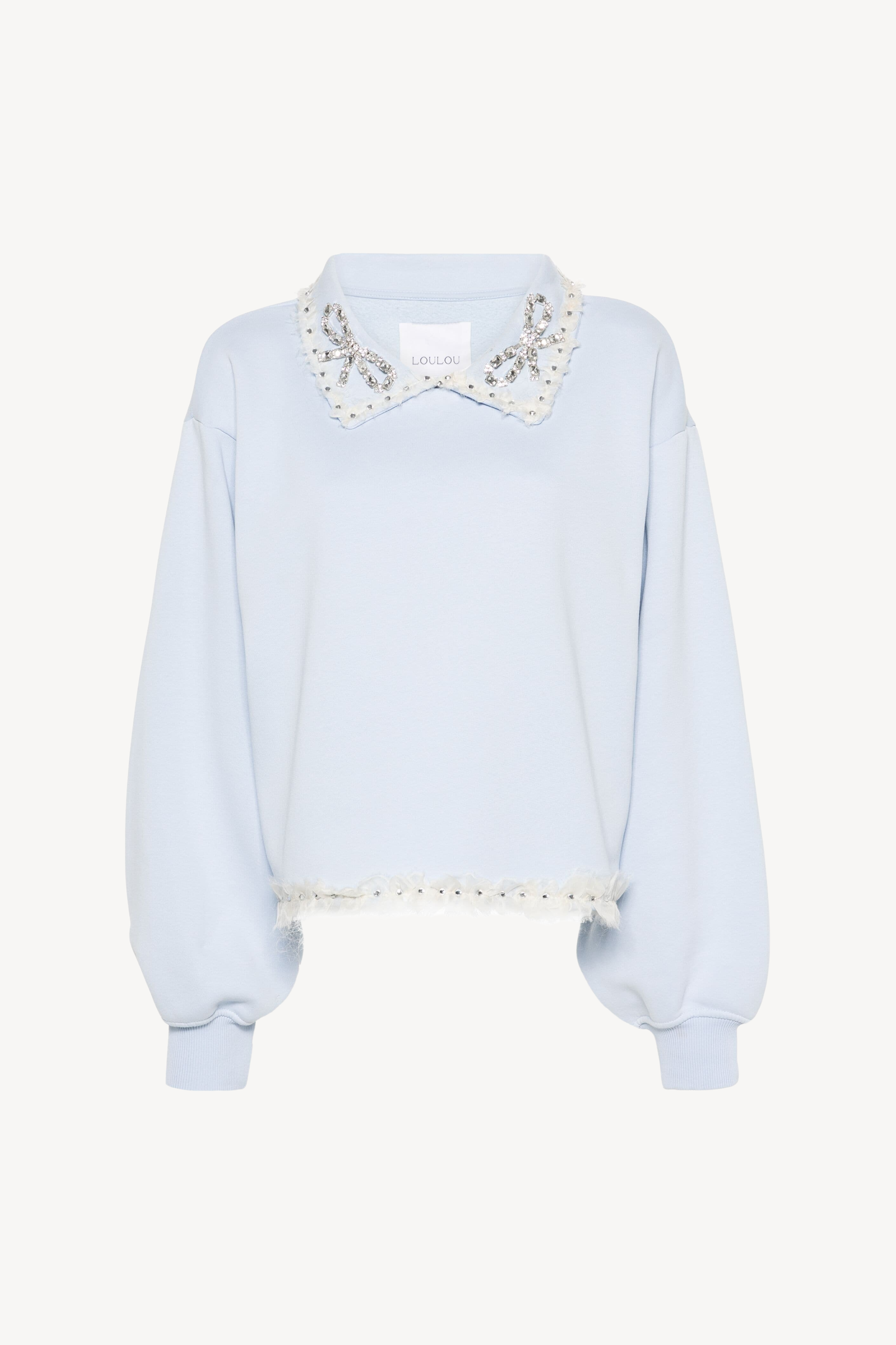 Oversized-Collar Cotton Sweatshirt