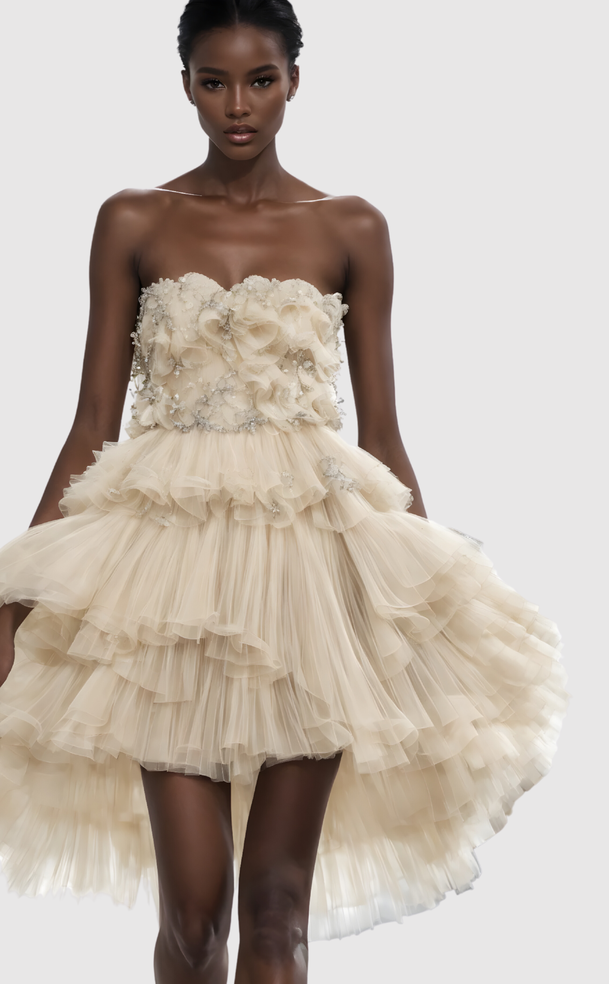 Ruffled bridal dress