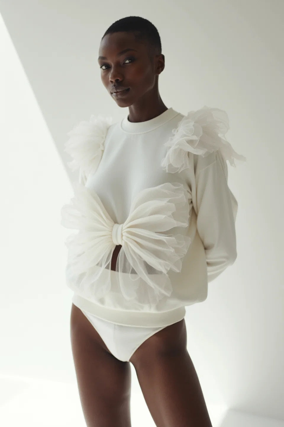 SCULPTURAL TULLE SWEATSHIRT