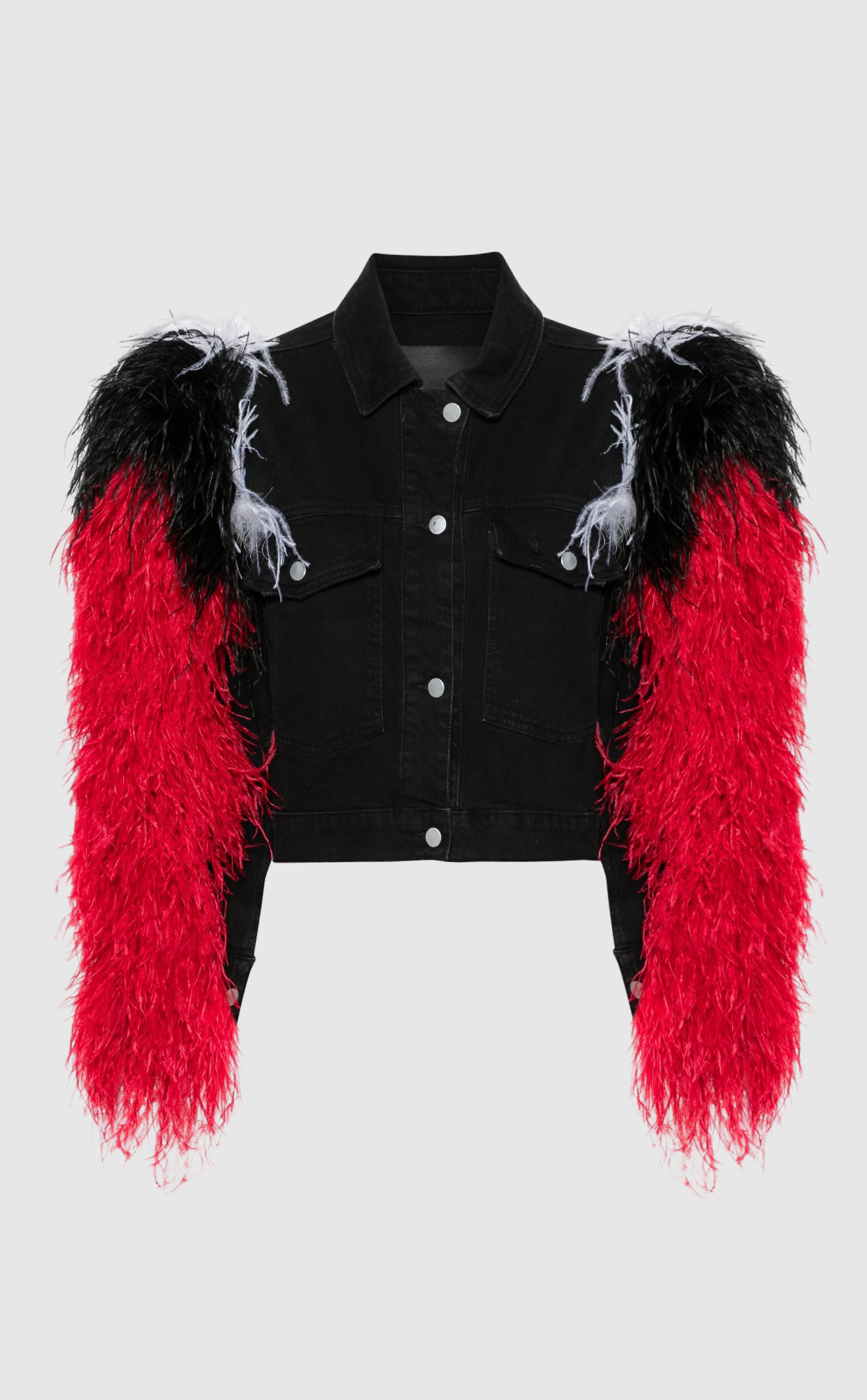 Feather-detail denim jacket
