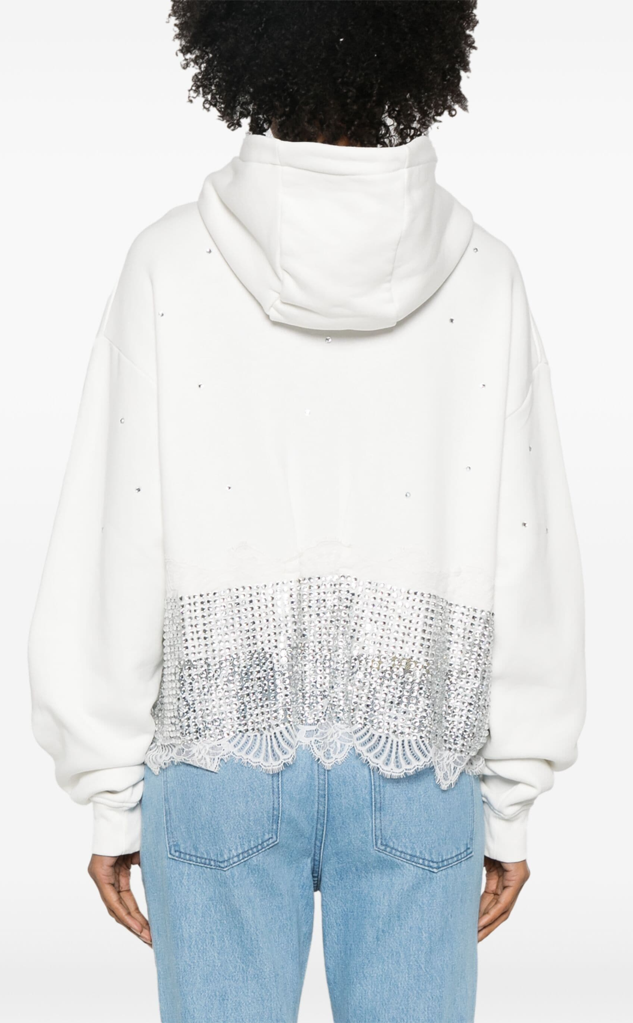 Crystal-embellished cotton hoodie