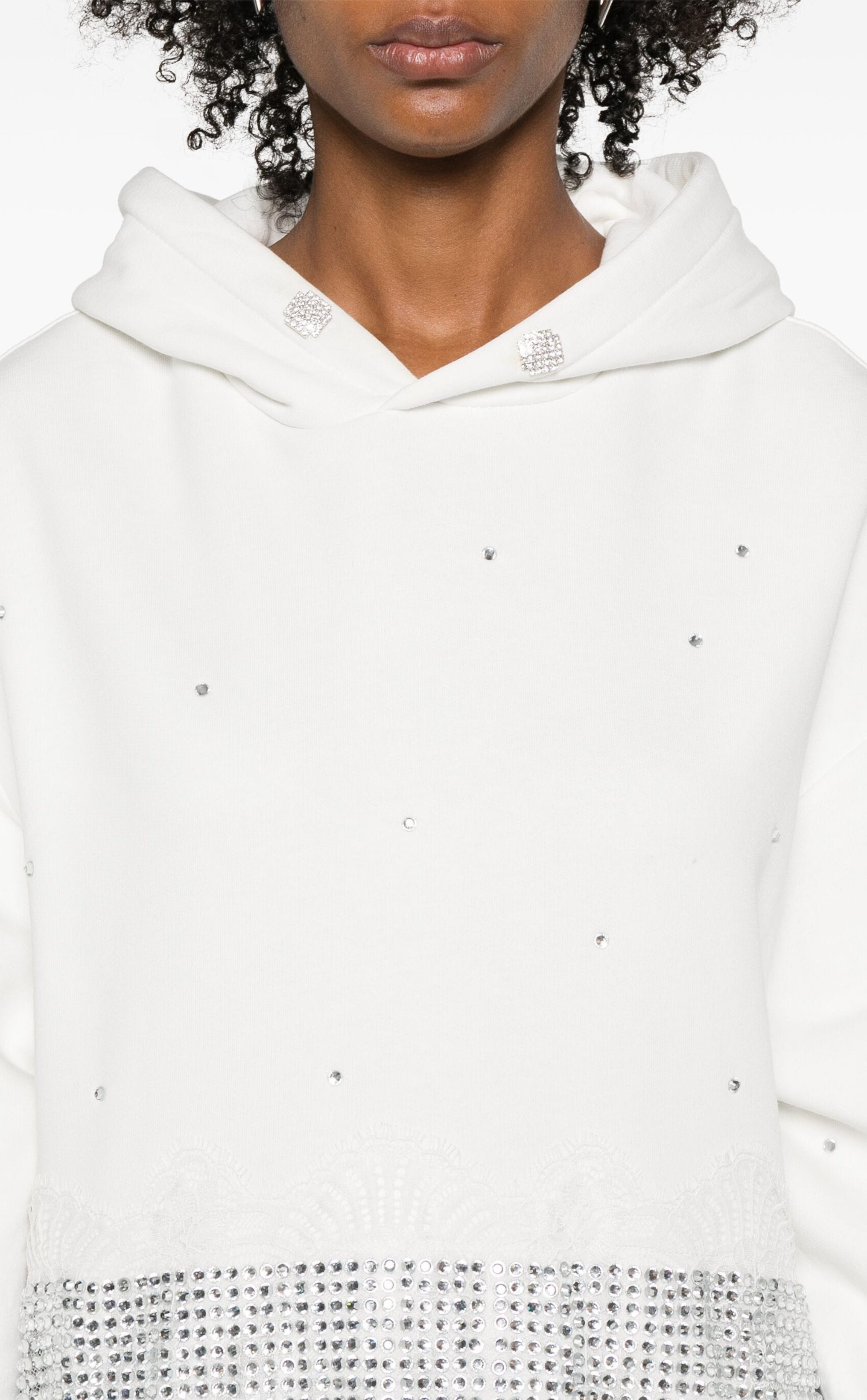 Crystal-embellished cotton hoodie