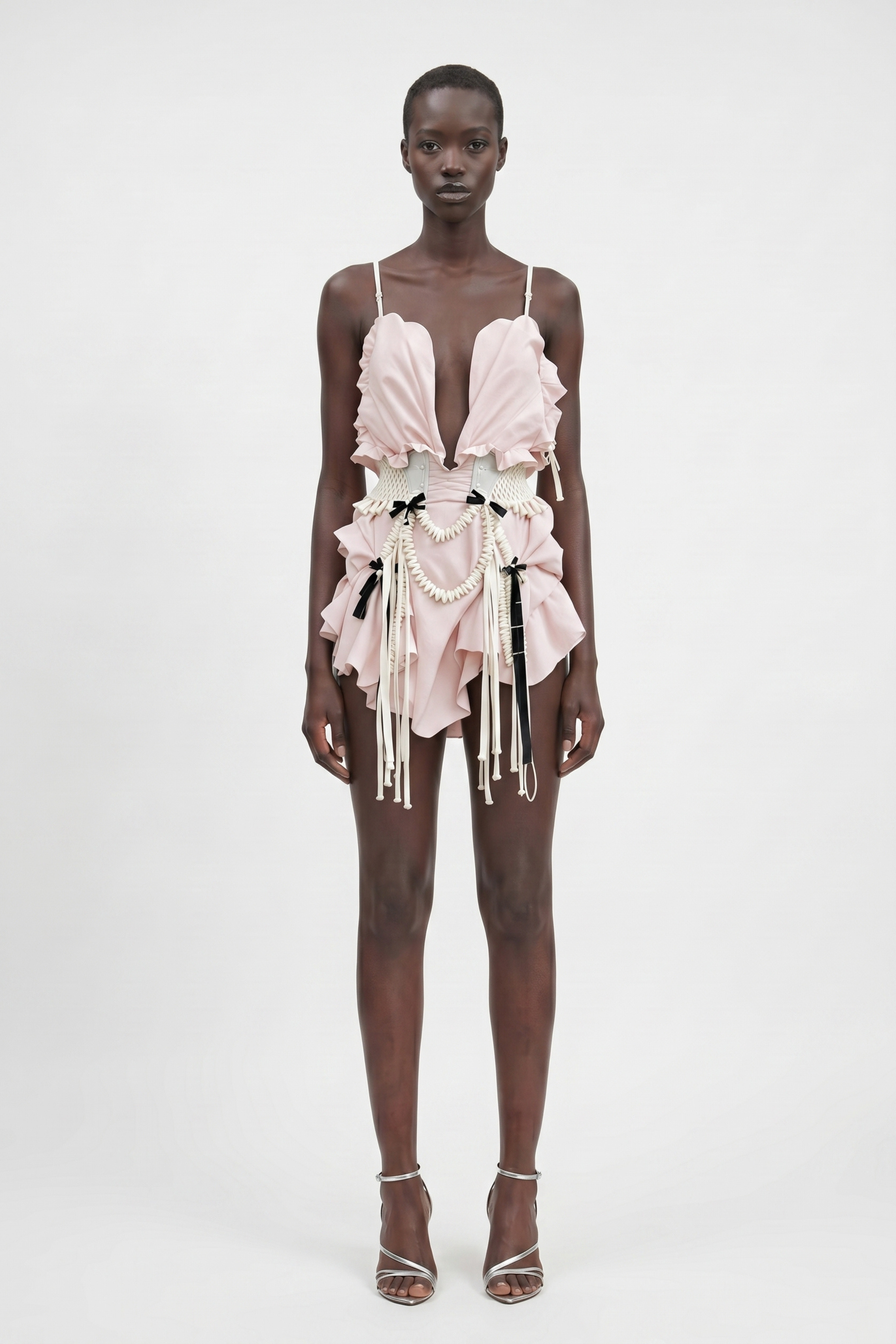 RIBBON DETAILED MINI DRESS