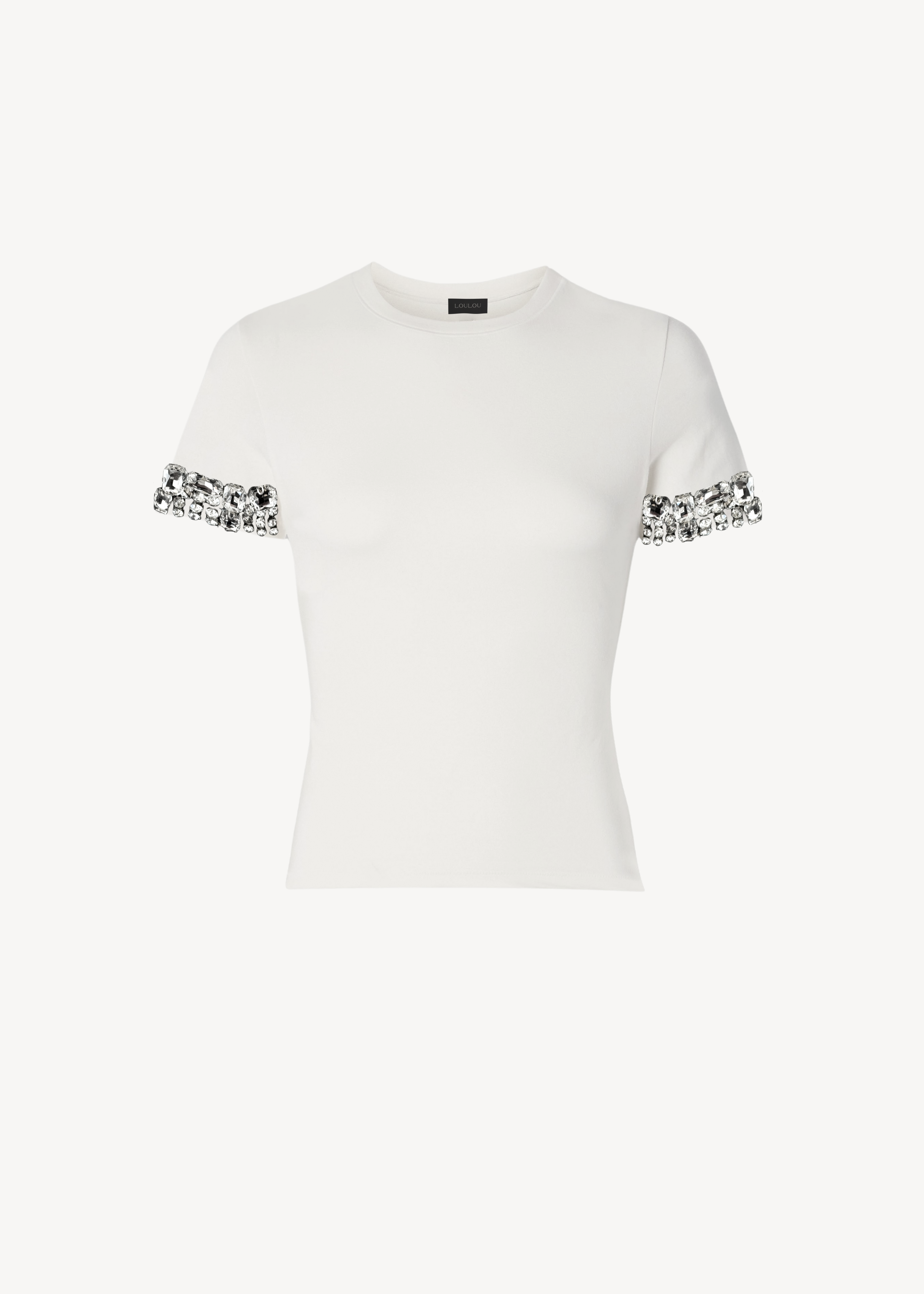 CRYSTAL DETAIL T-SHIRT IN WHITE