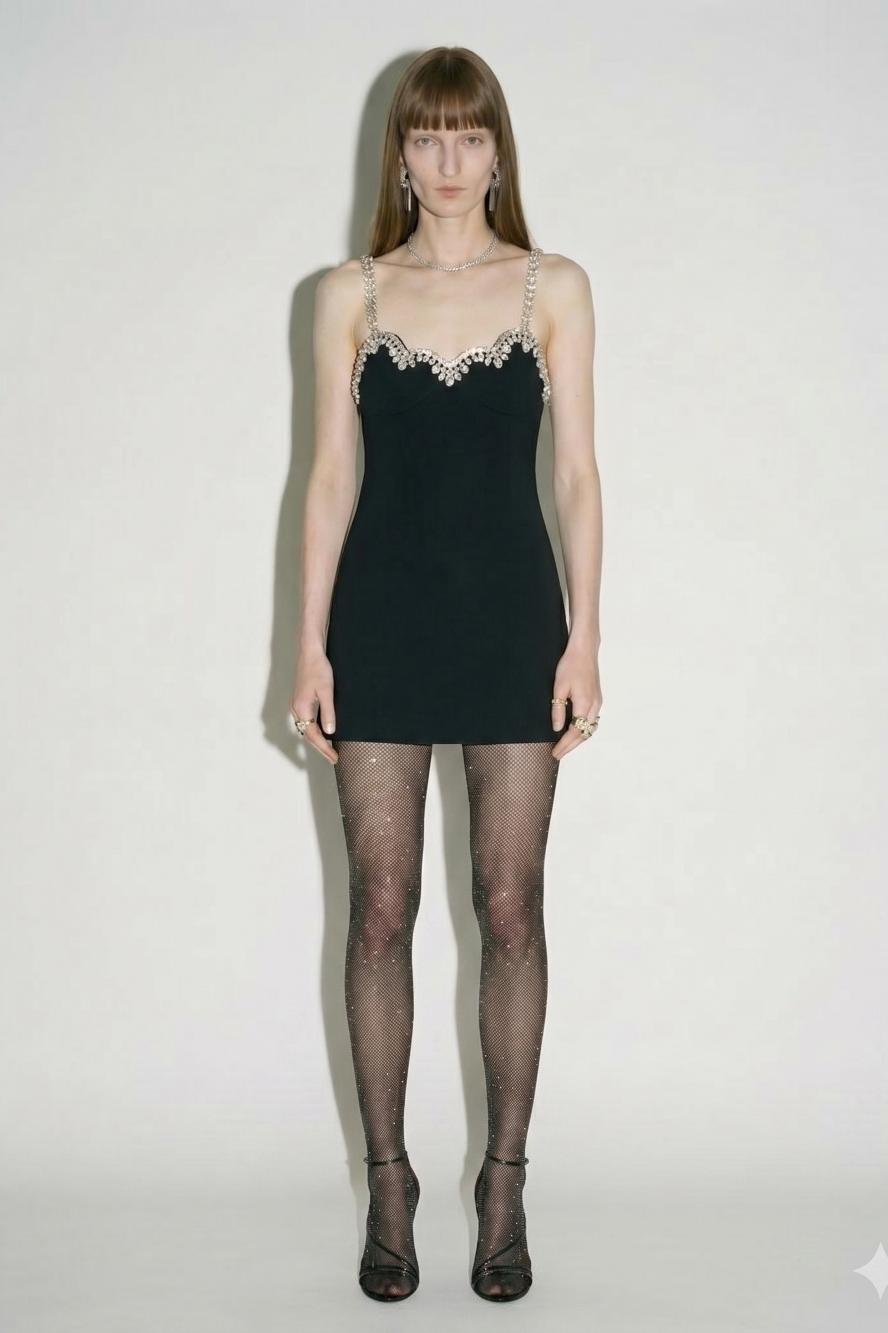 Black Crystal Bustier Mini Dress